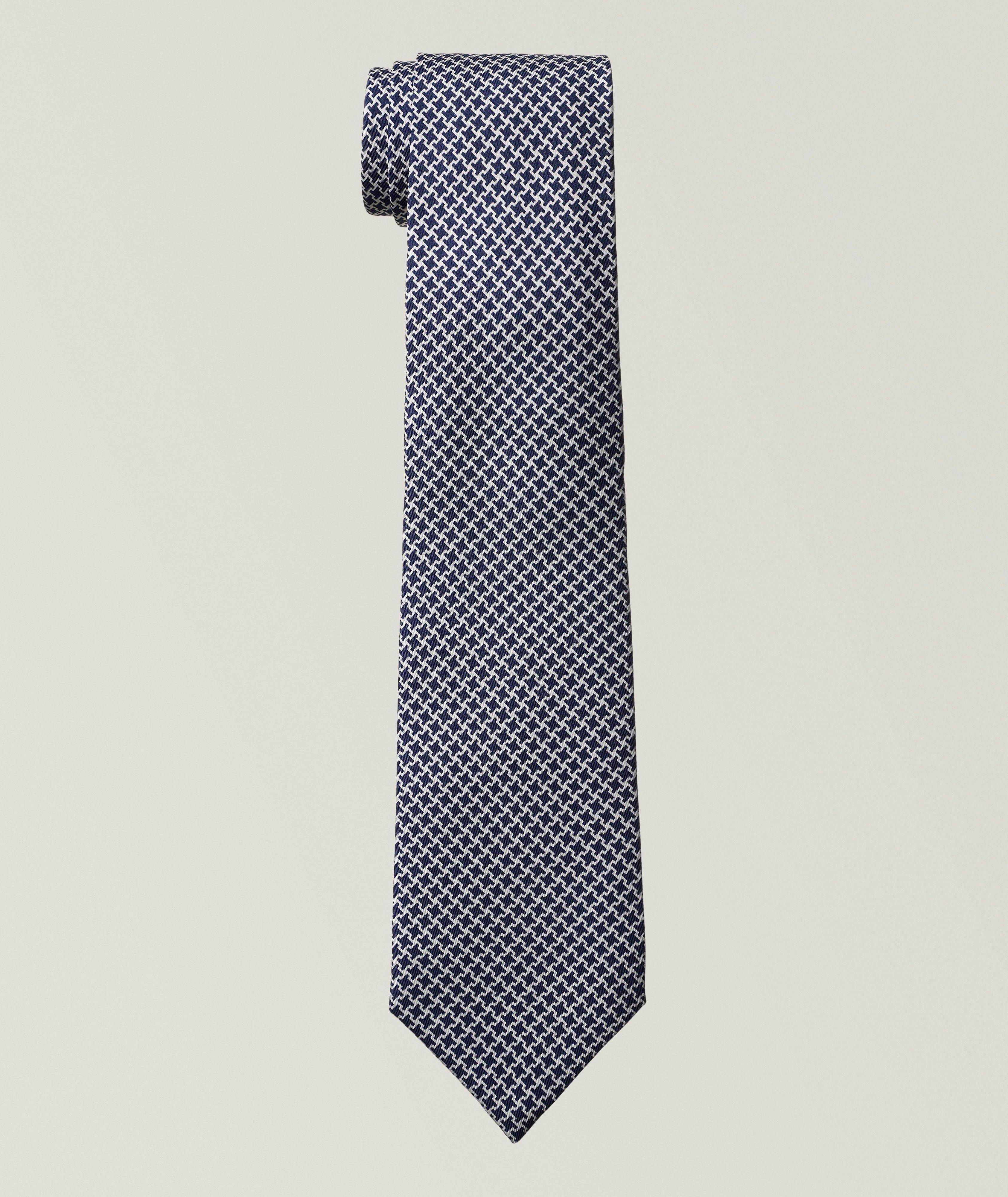 Isaia Houndstooth Silk Tie