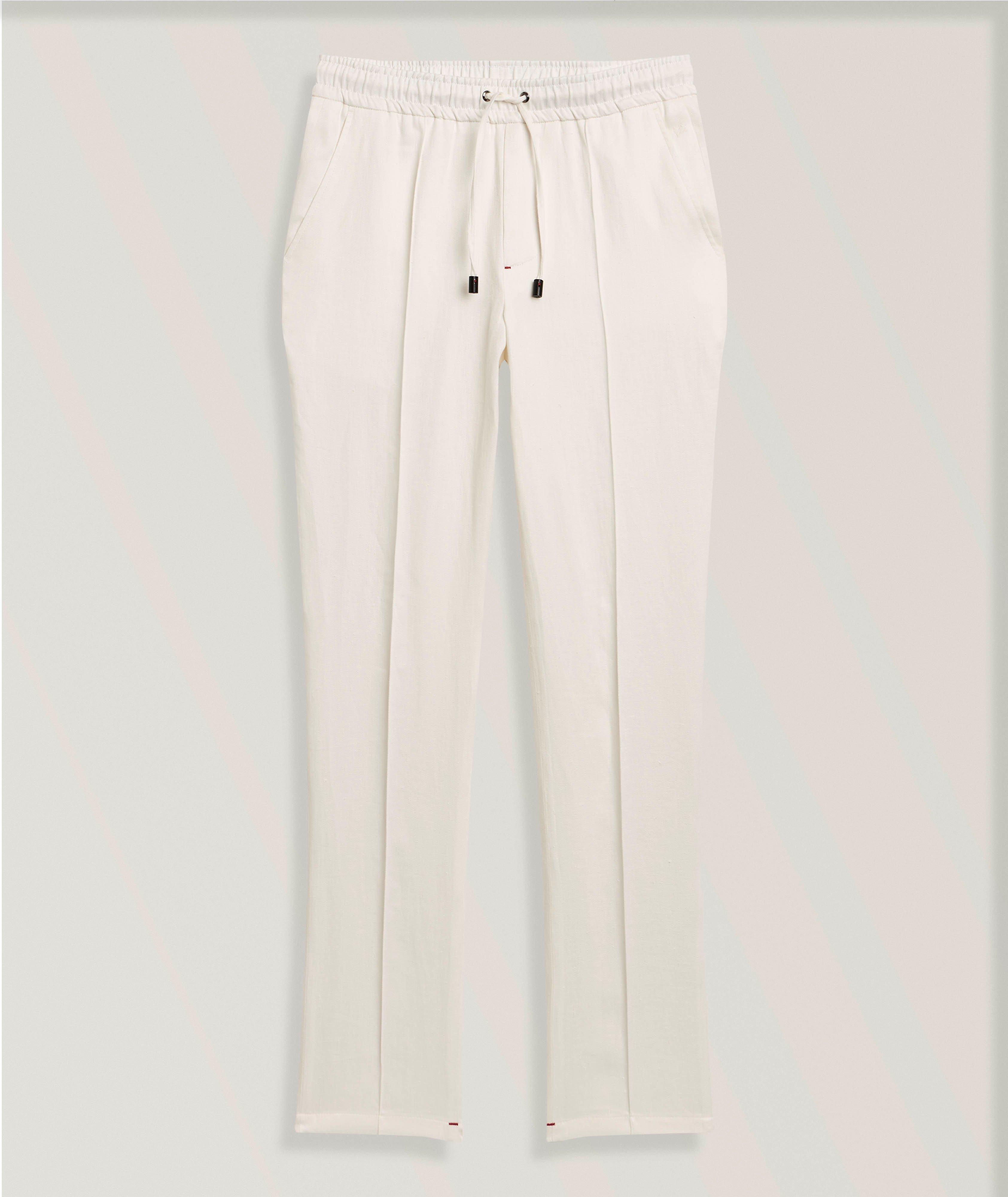Isaia Linen Tapered Drawstring Pants