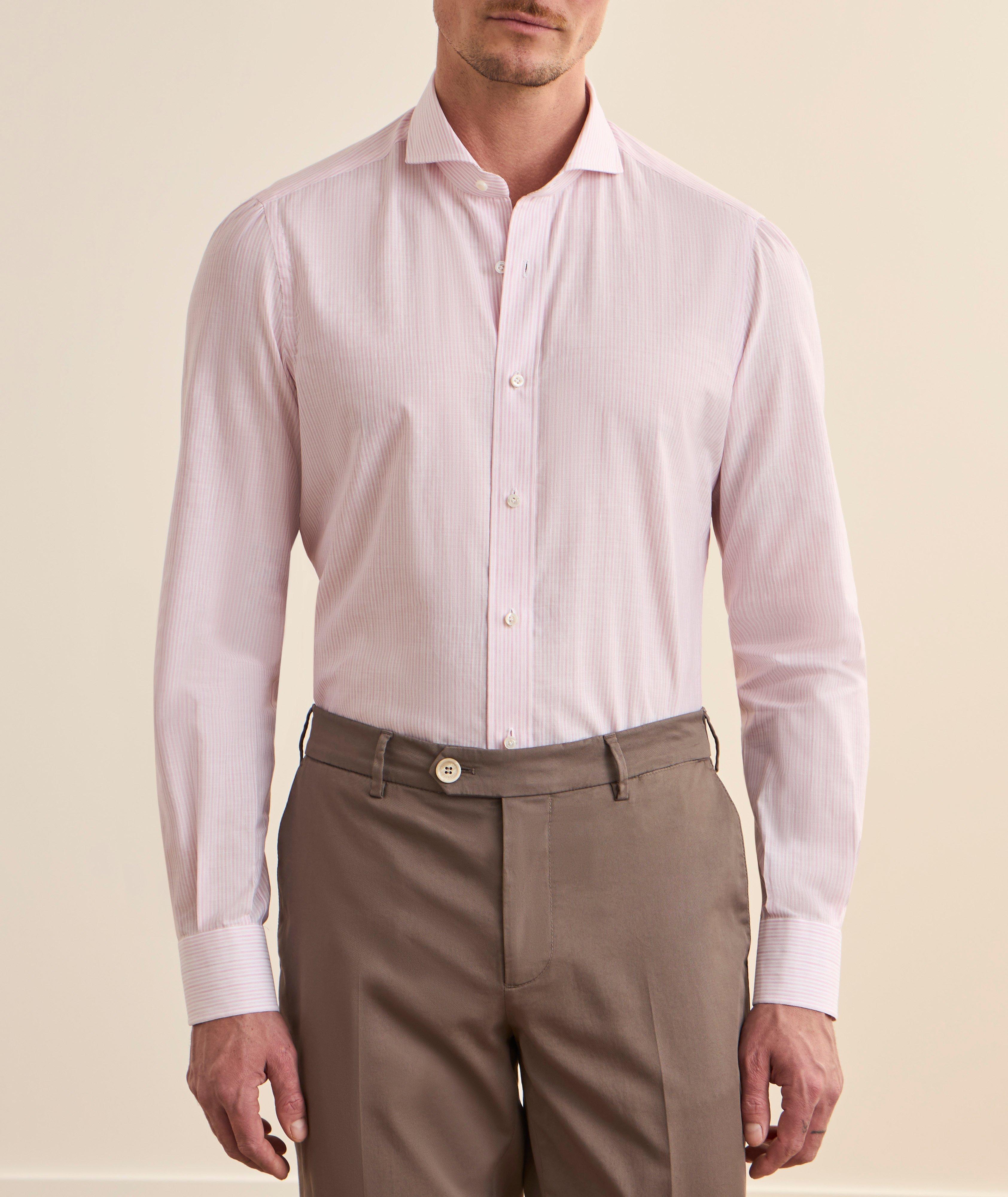 Chemise habillée coton-lin rayée image 1