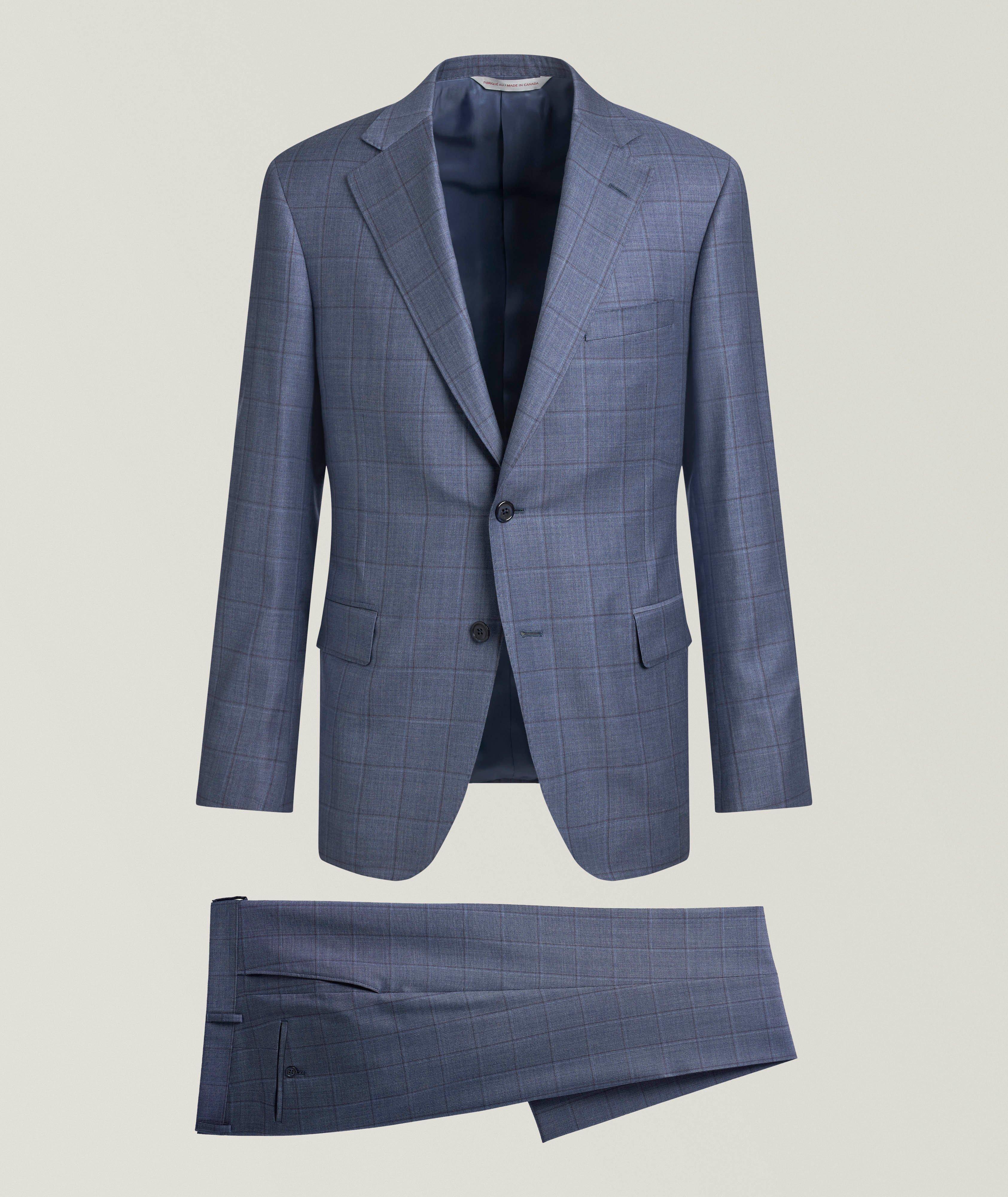 Samuelsohn Madison Windowpane Super 130s Wool Suit