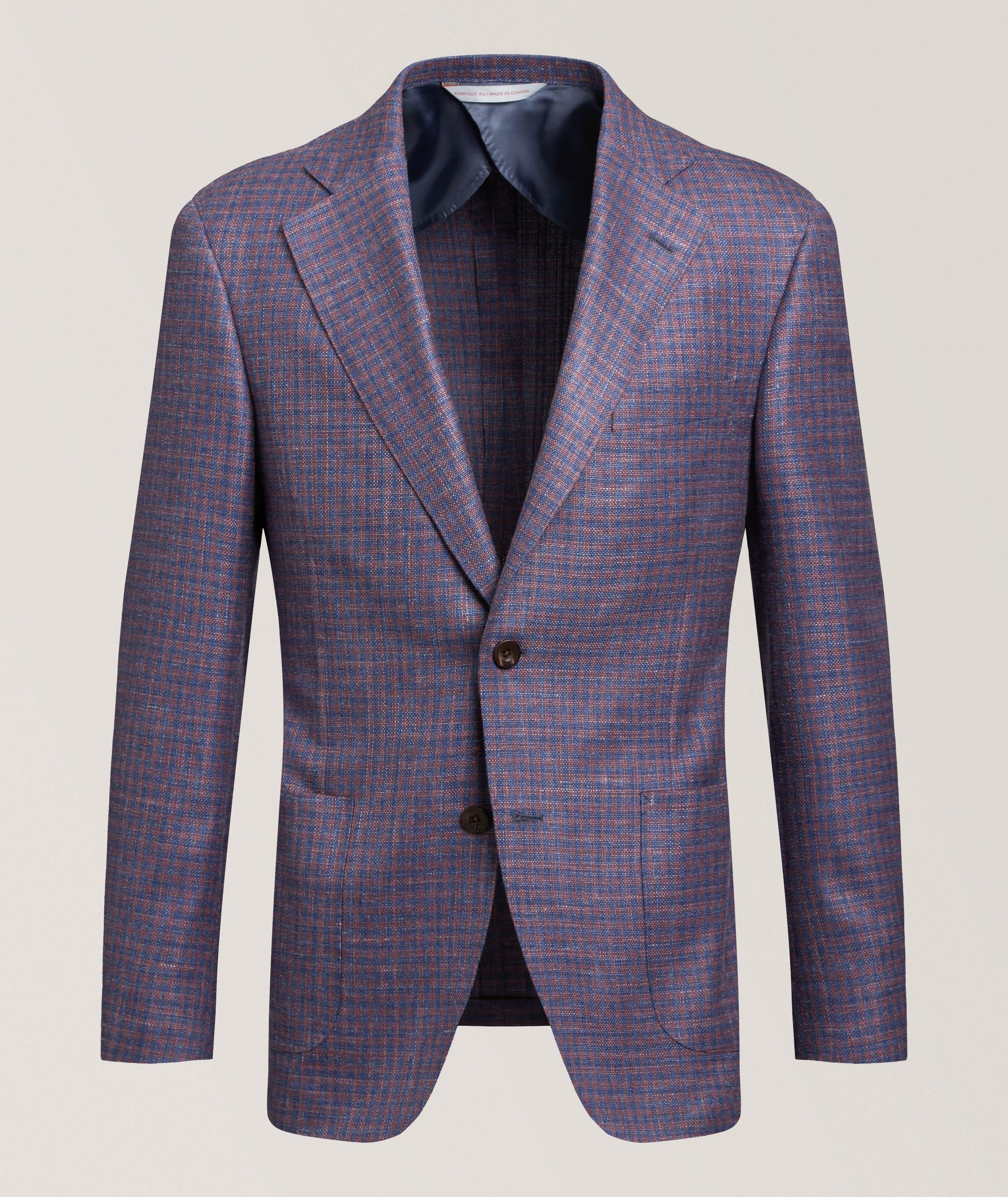 Samuelsohn Gingham Wool-Blend Canvas Sport Jacket