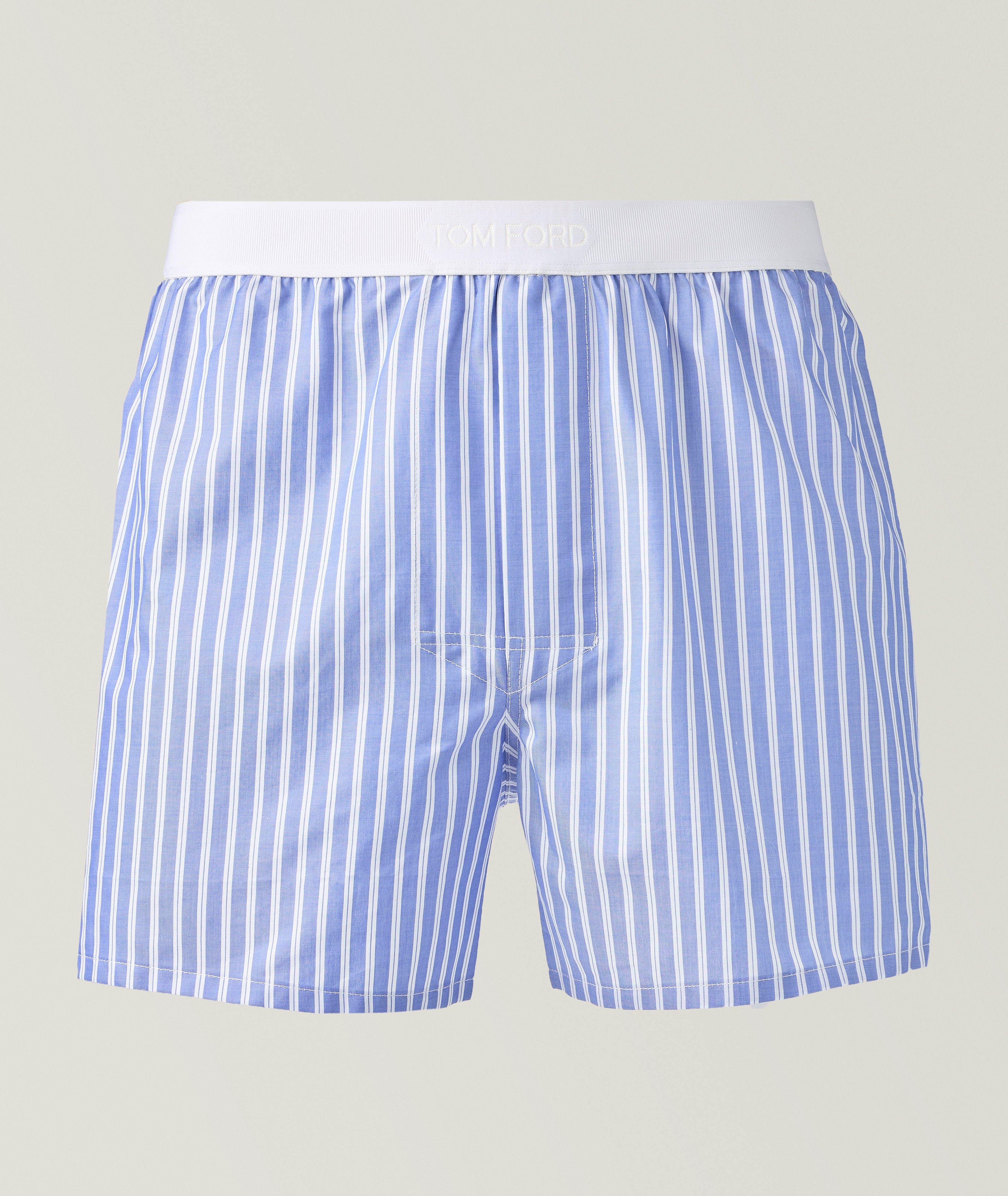 TOM FORD Striped Cotton Poplin Boxer