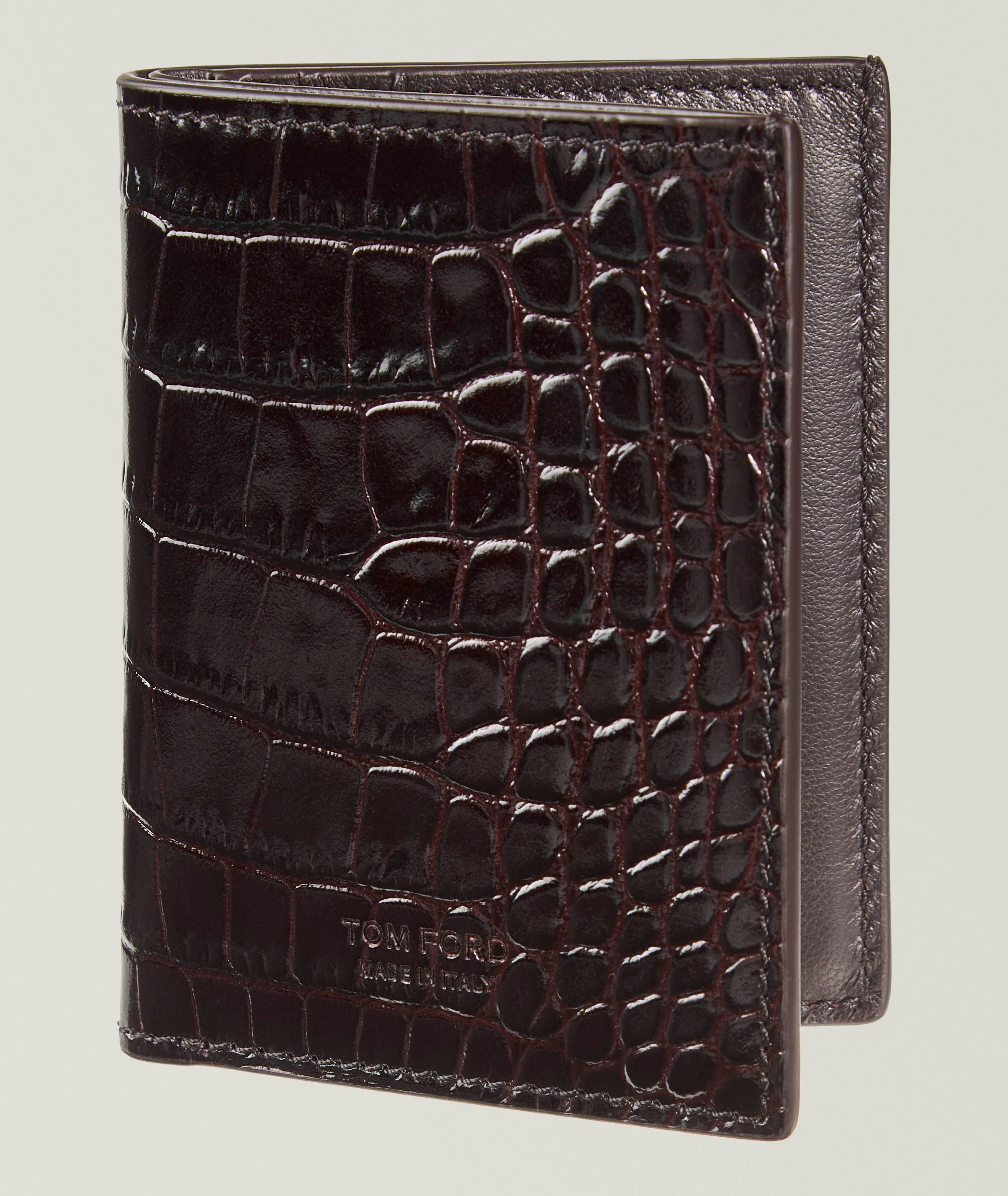 Croc-Printed Leather Bifold Cardholder image 0