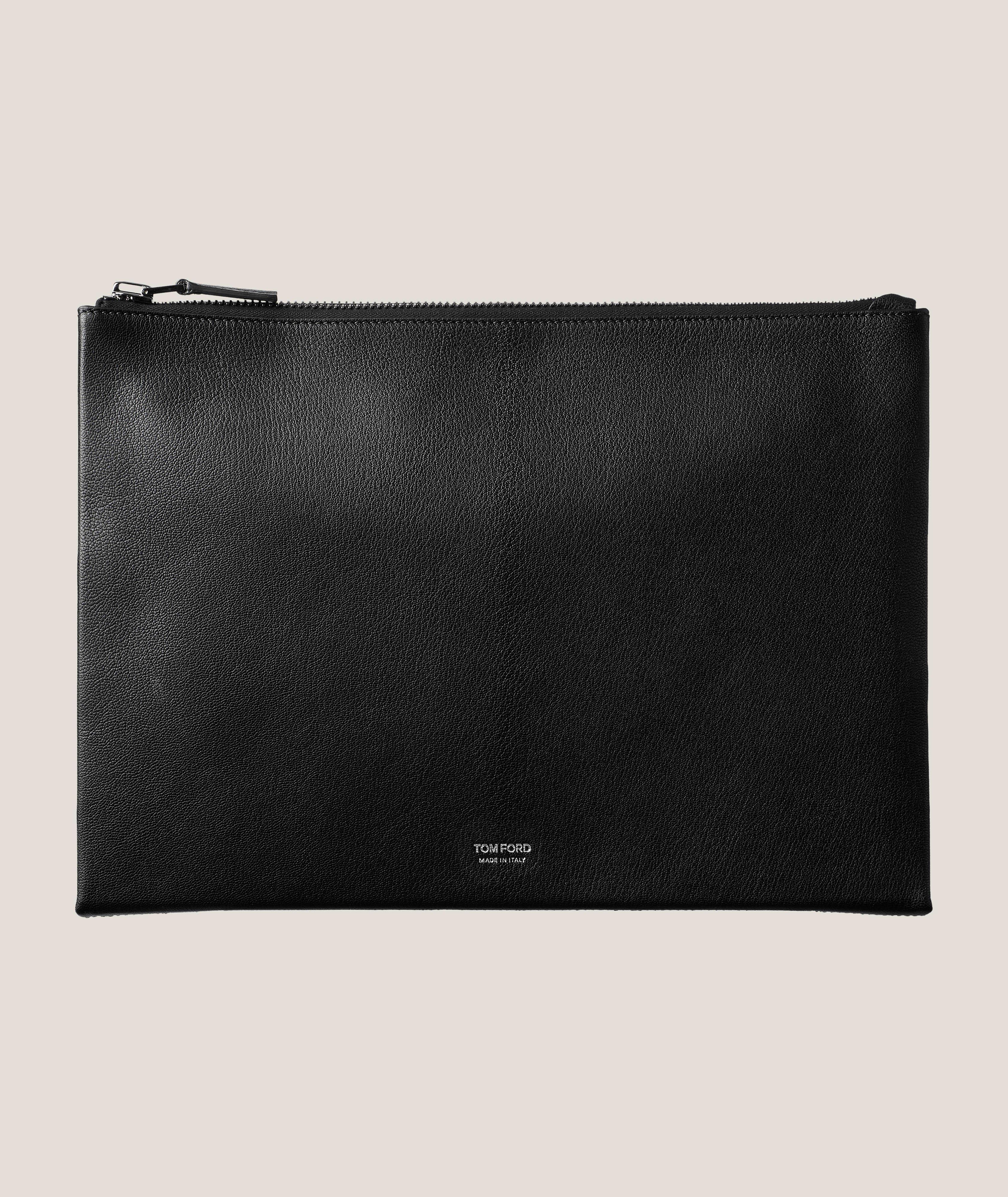 Large-Zip Leather Pouch image 0