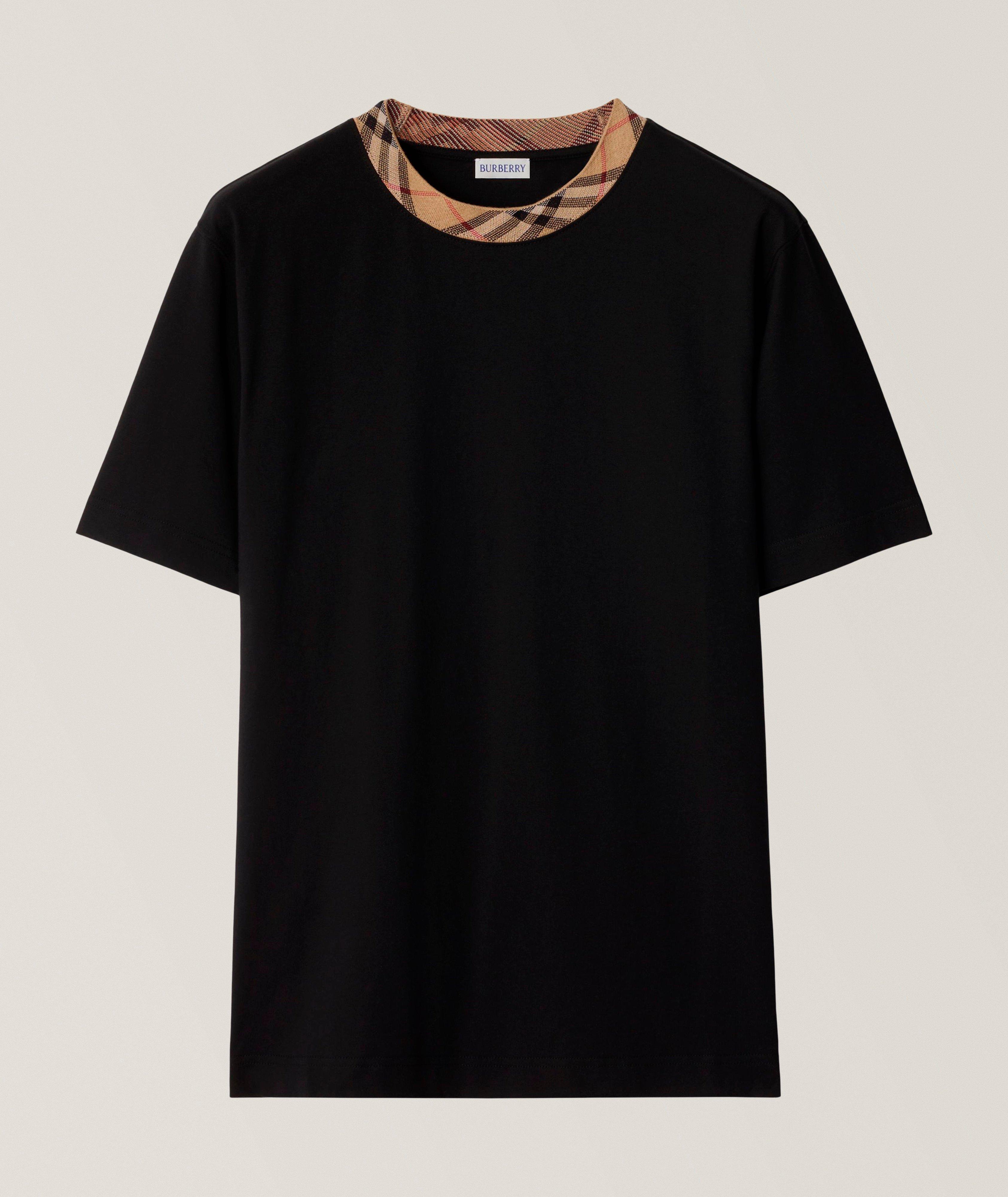 T-shirt en coton à bordure check image 0