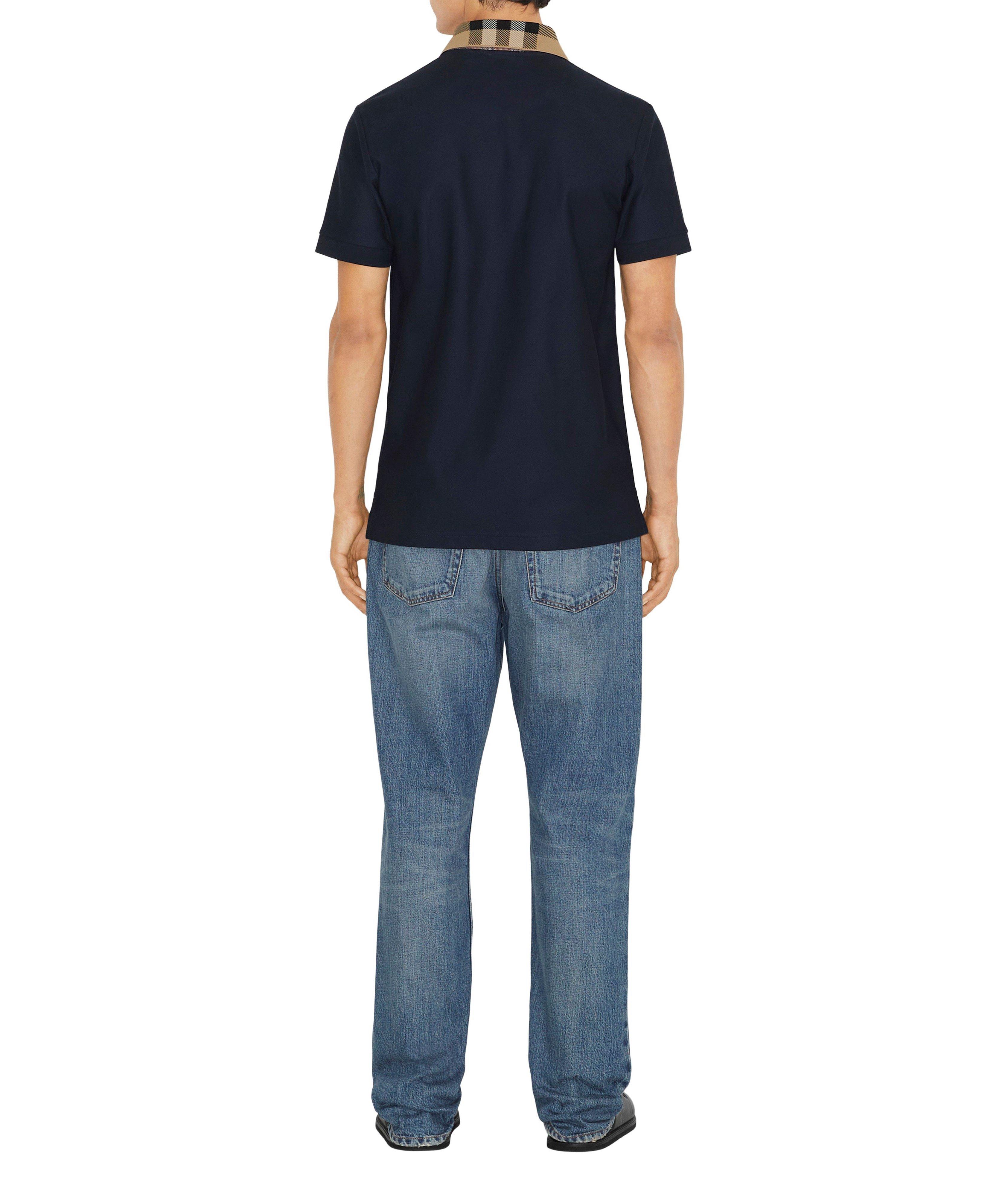 Polo en coton à col check image 2