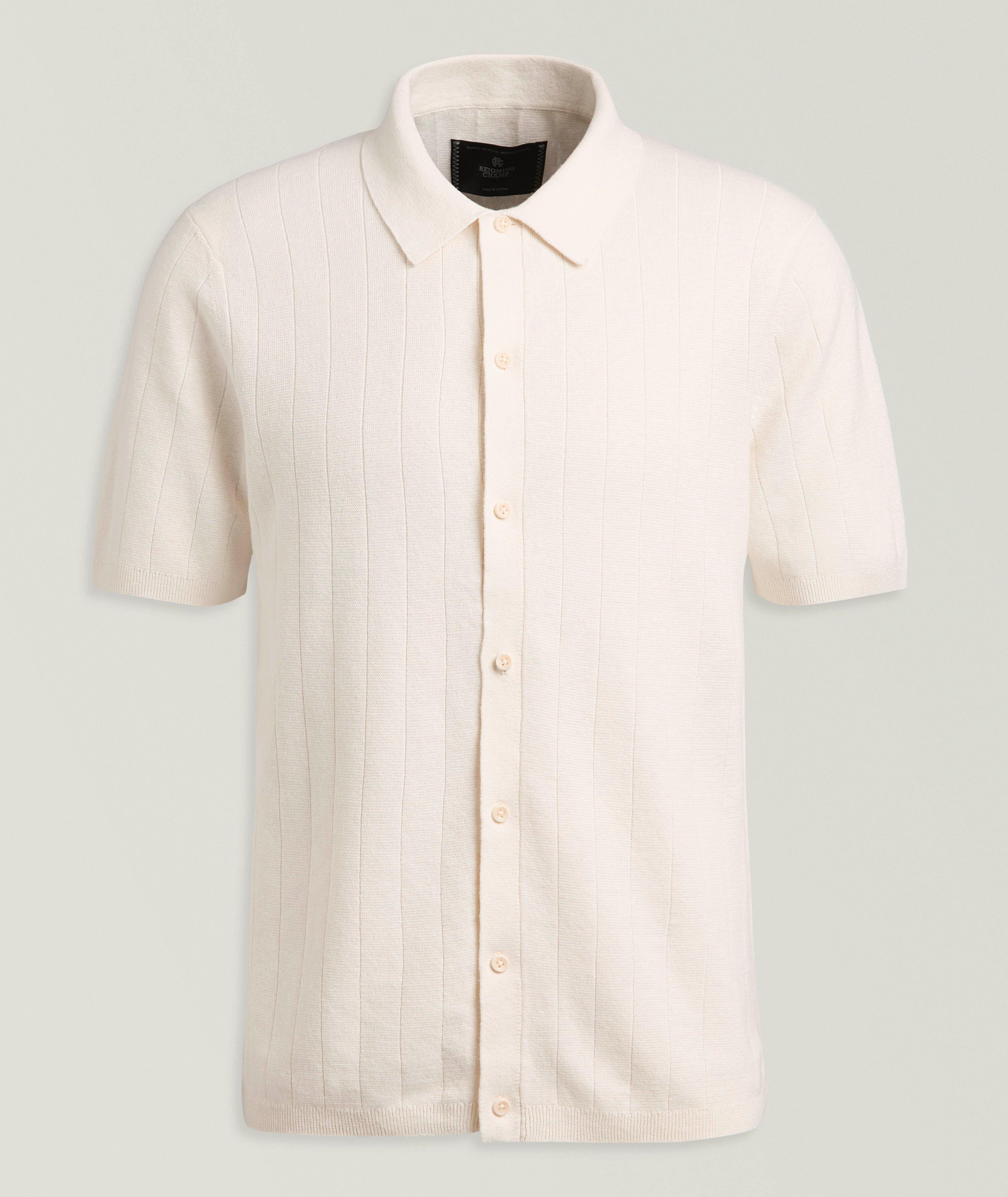 Reigning Champ Cotton-Linen Full-Button Knit Polo