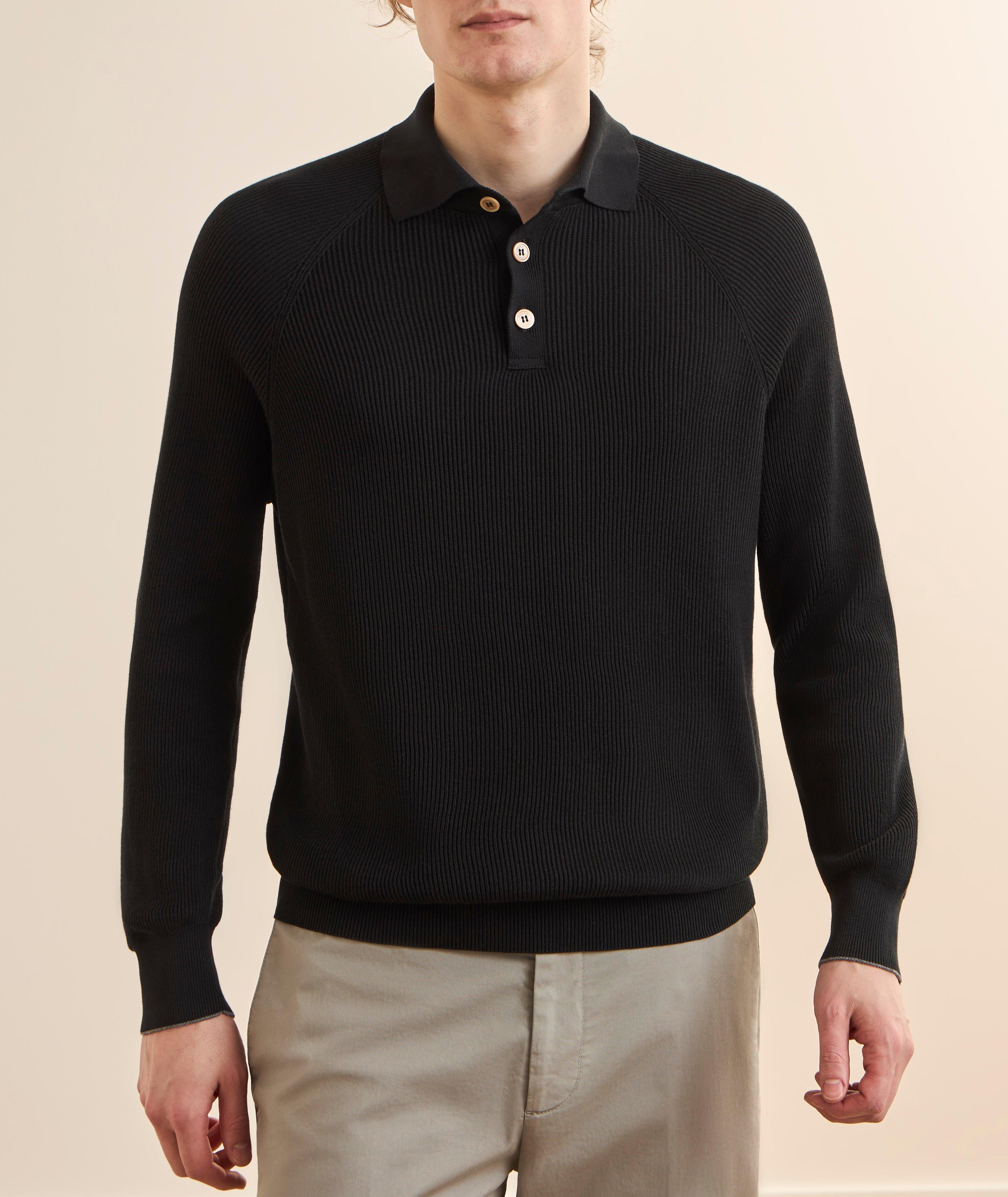Pull polo en coton côtelé à raglan image 1