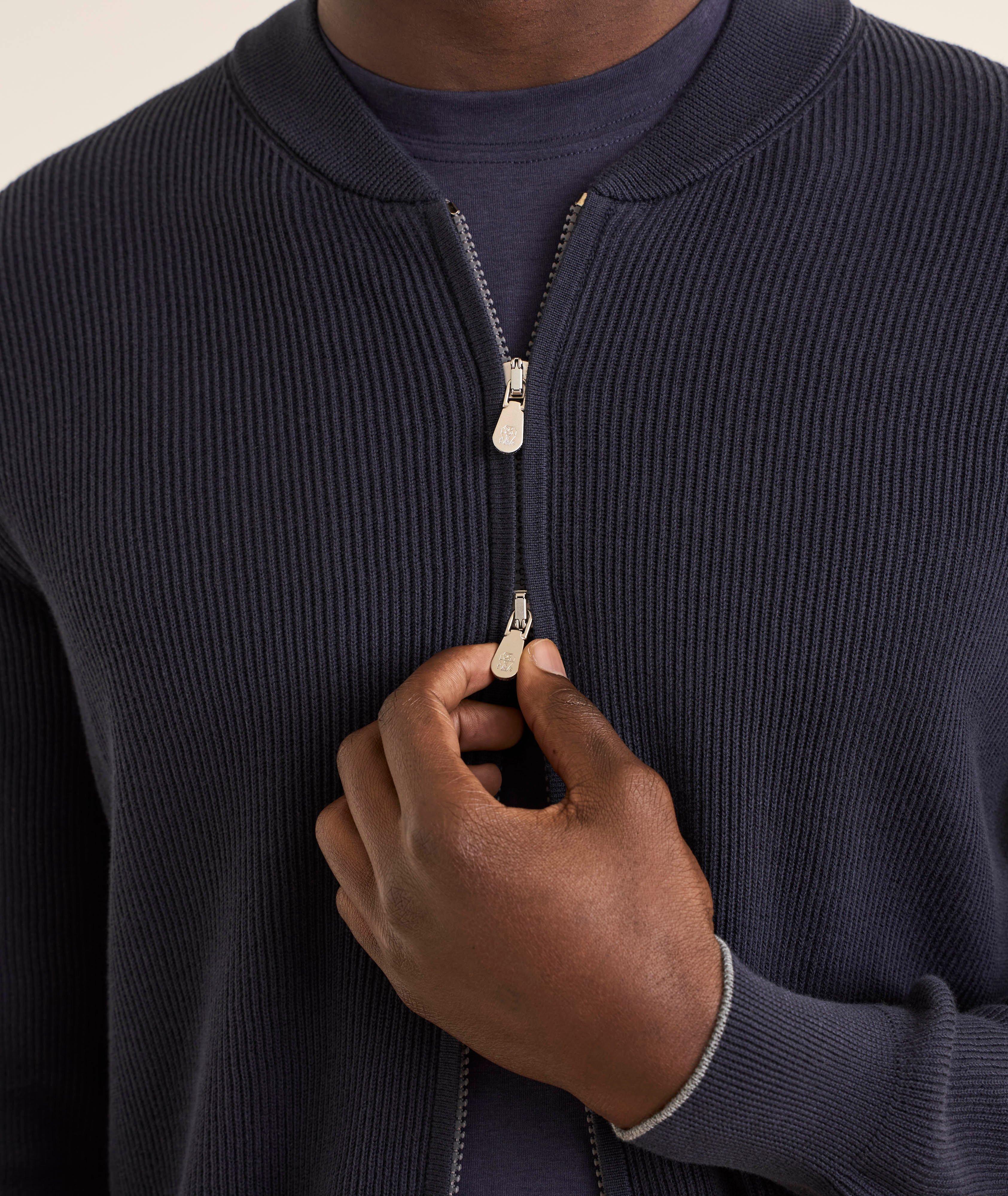 Ribbed Cotton Zip-Up Cardigan image 3