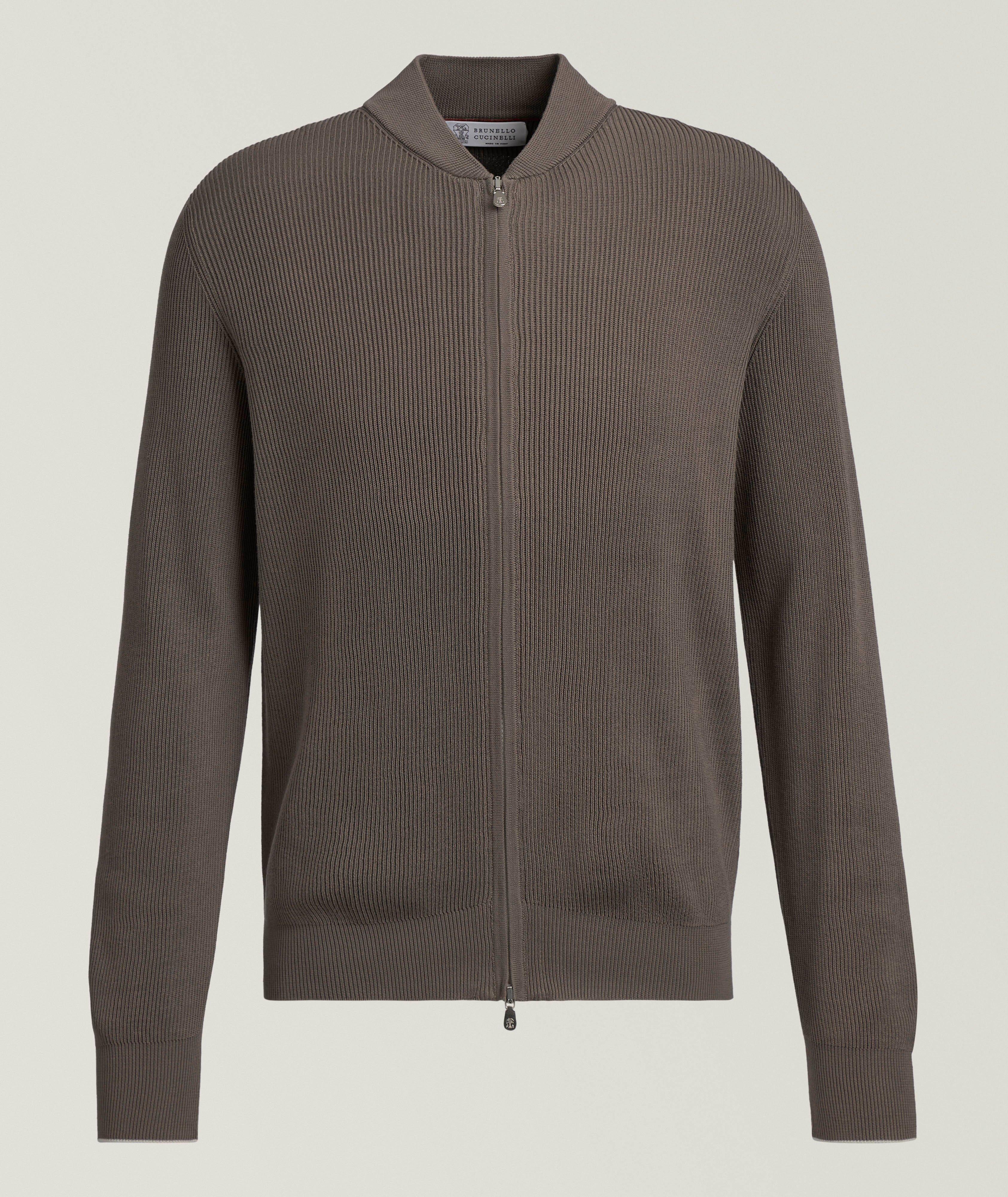 Ribbed Cotton Zip-Up Cardigan image 0