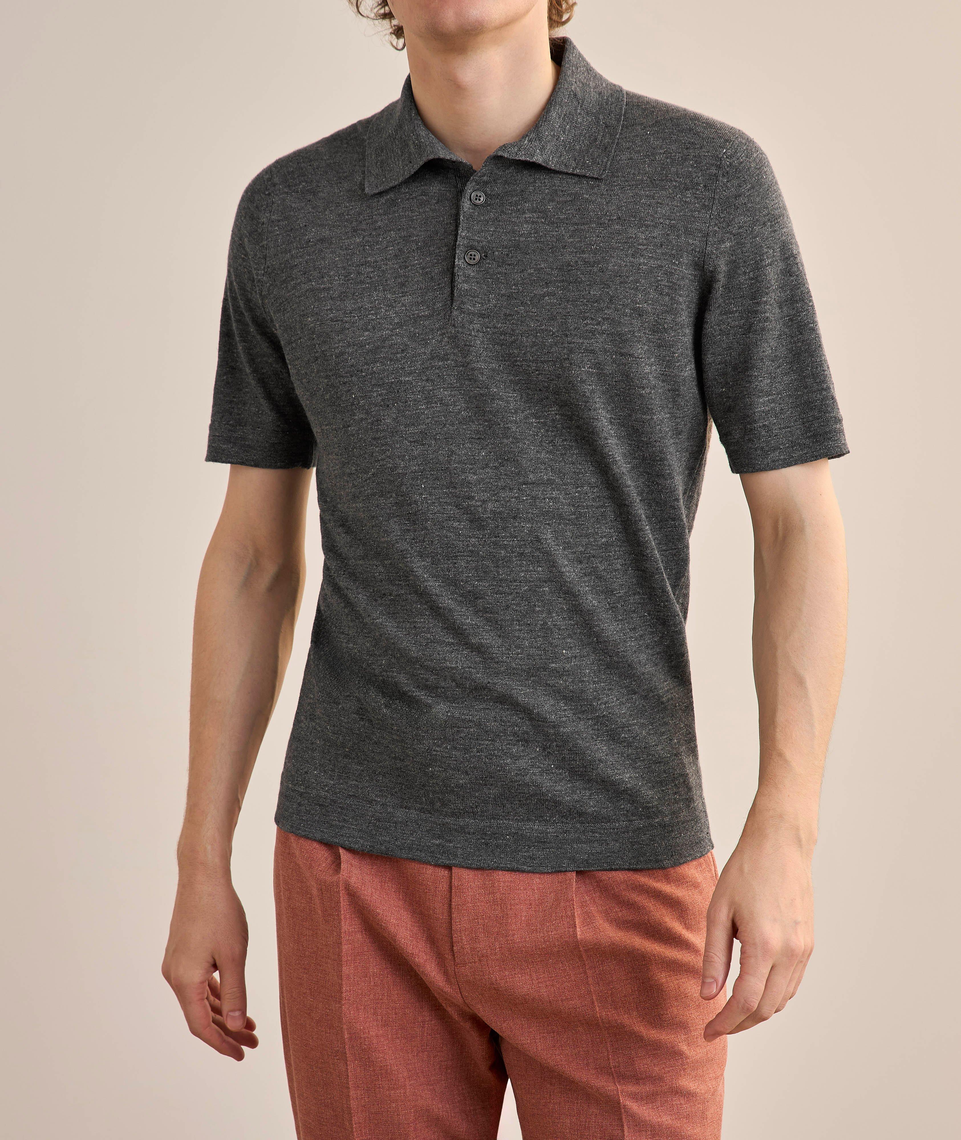Linen-Cotton Knit Polo image 1