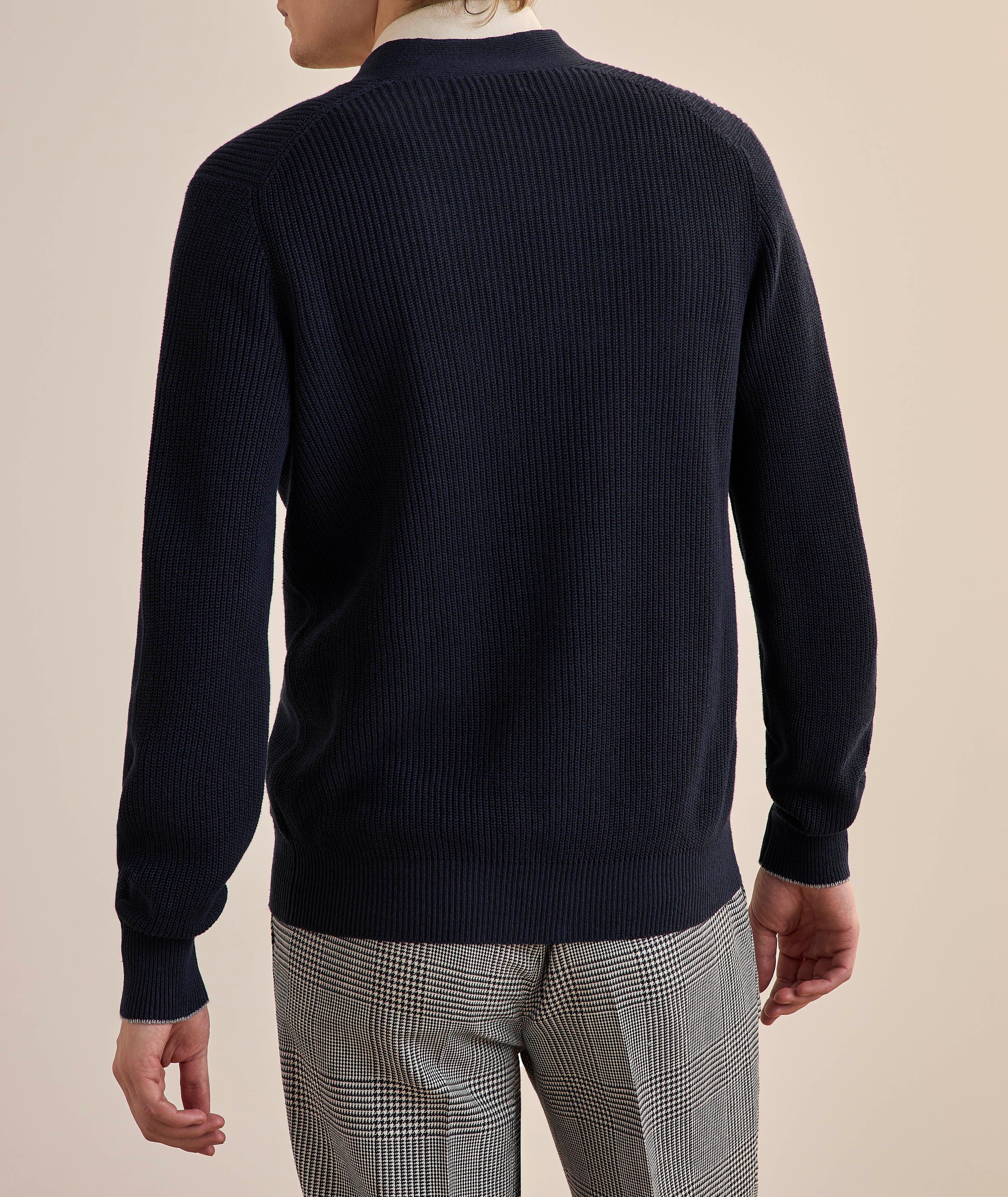 Ribbed Linen-Cotton Buttoned Cardigan  image 2