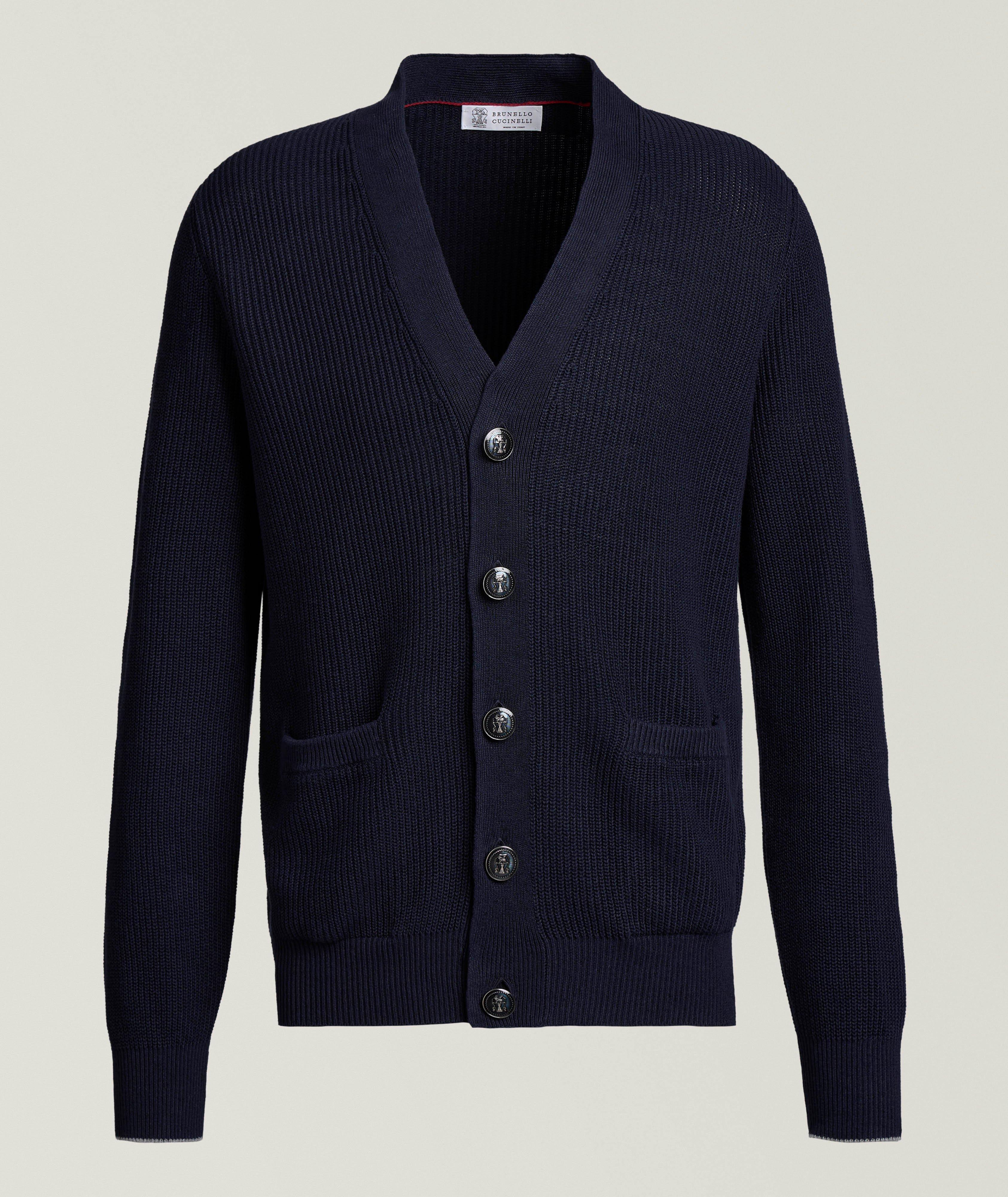 Ribbed Linen-Cotton Buttoned Cardigan  image 0