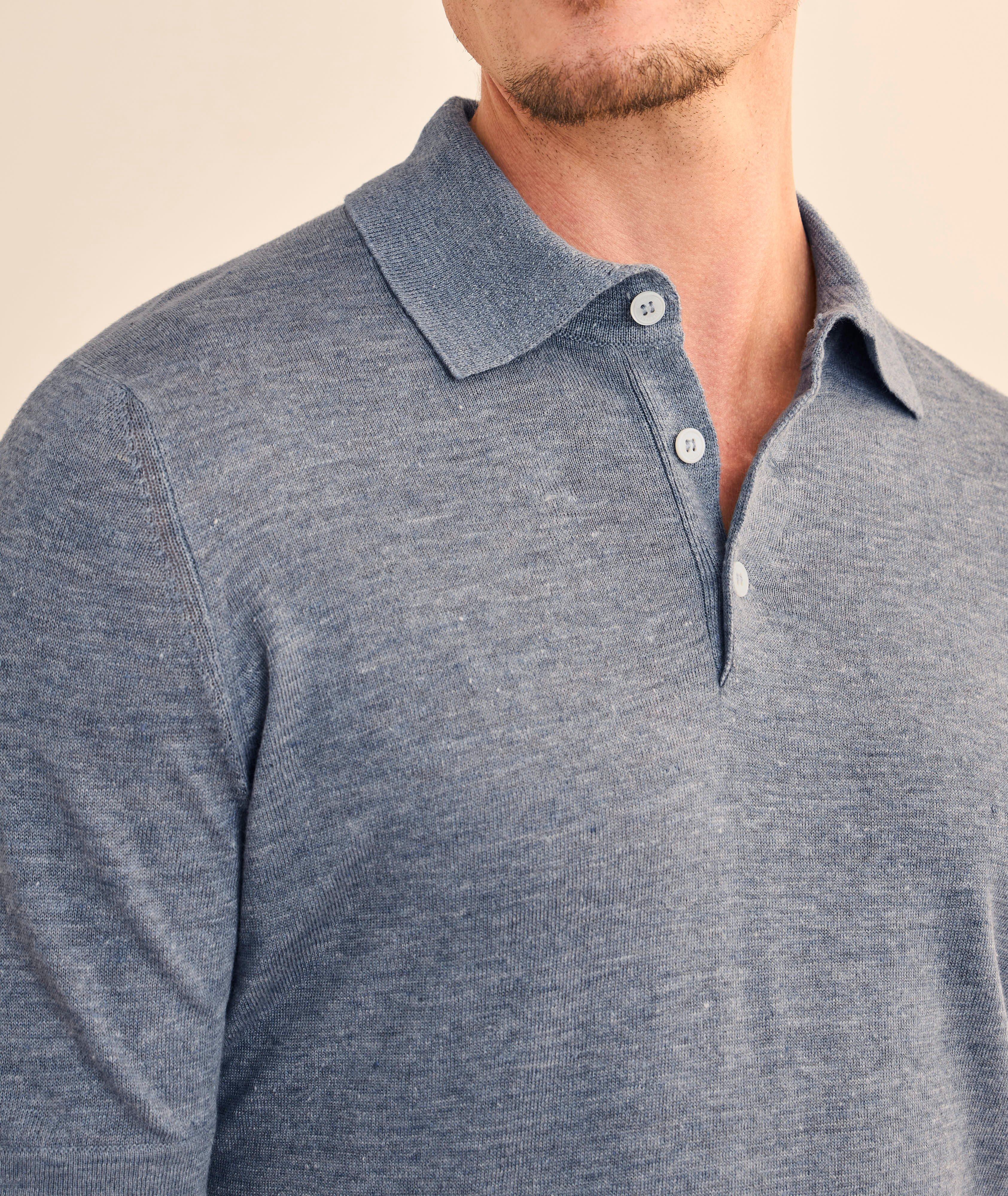 Linen-Cotton Knit Polo image 3