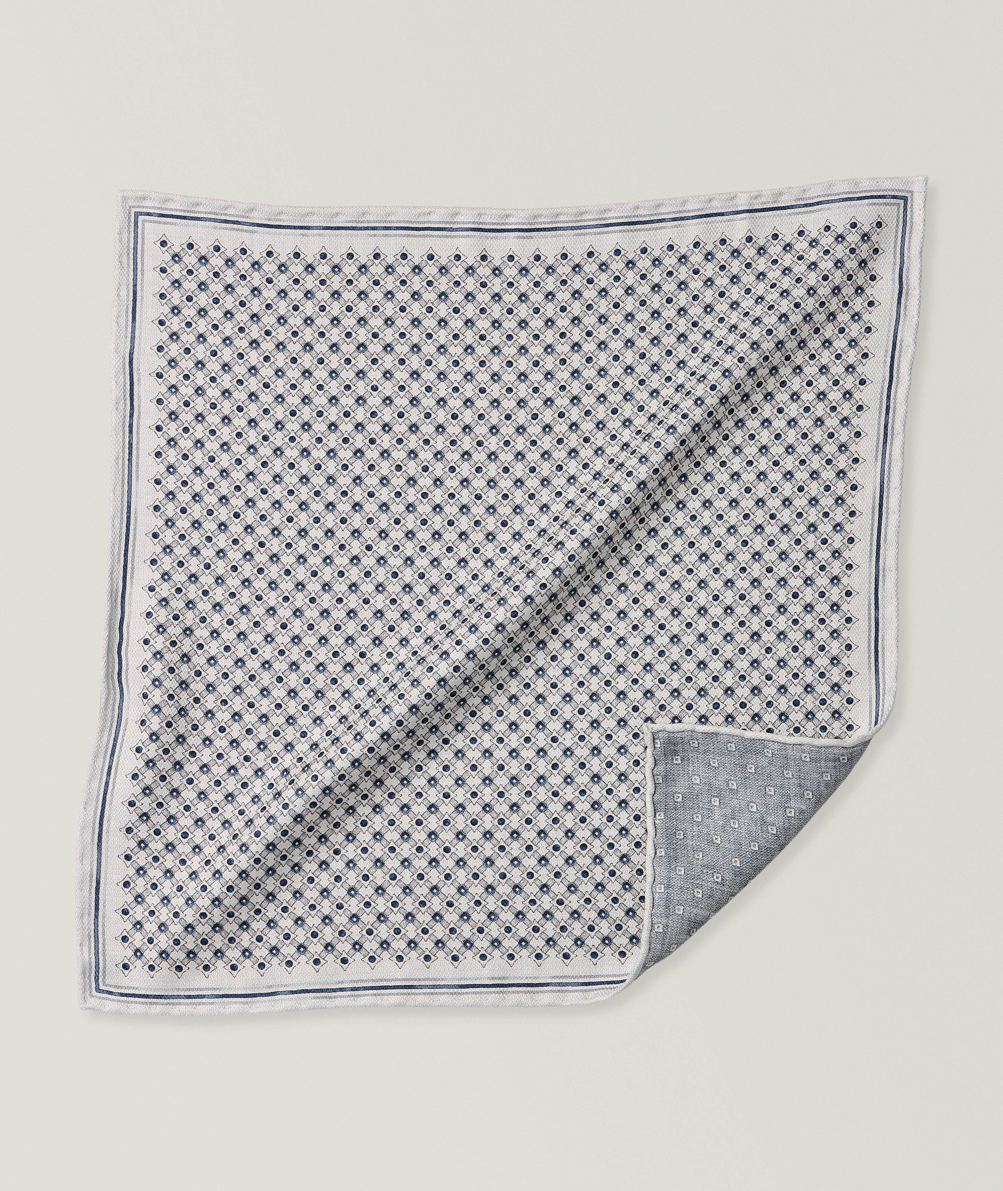Neat-Print Silk Pocket Square image 0