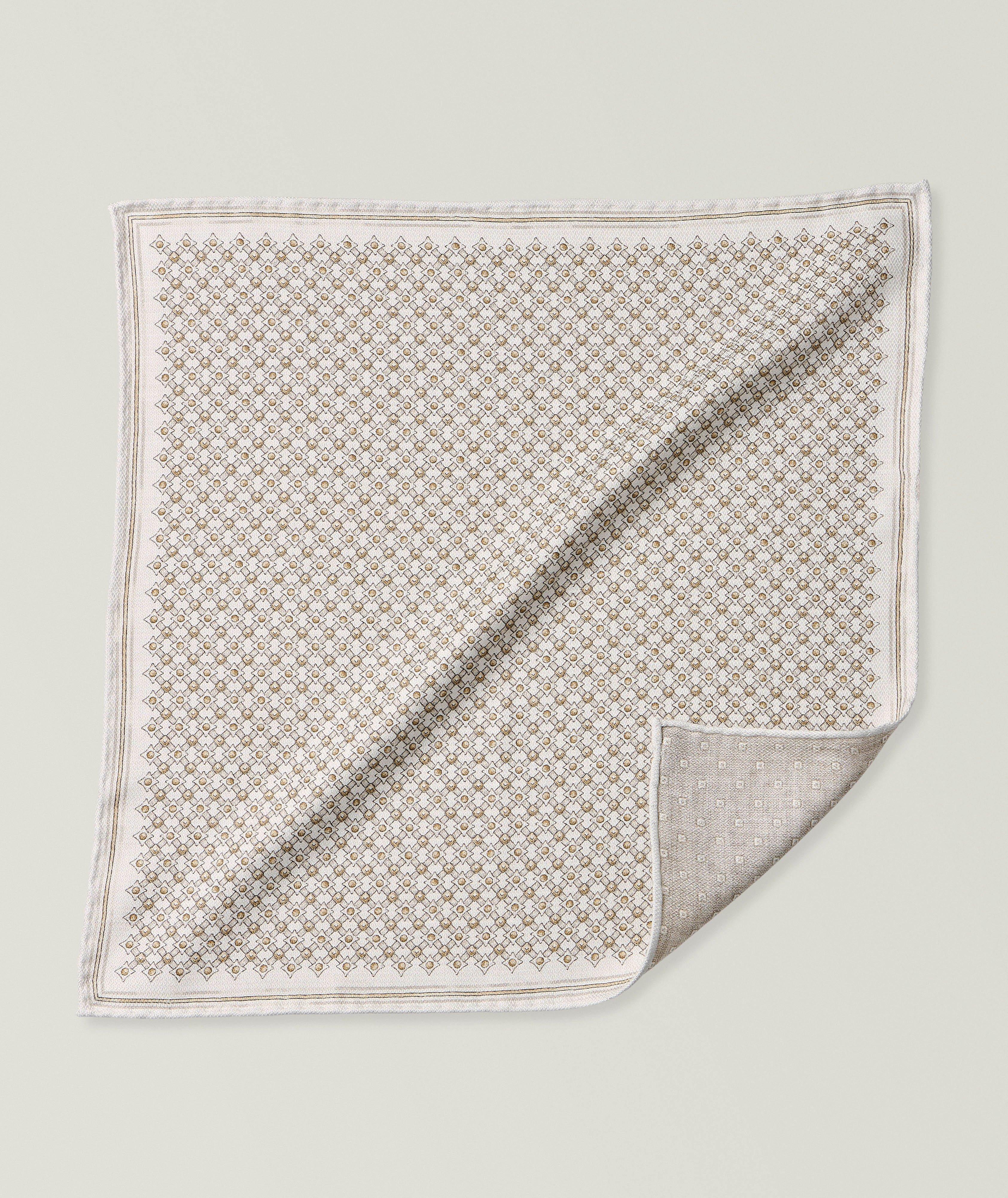 Neat-Print Silk Pocket Square image 0