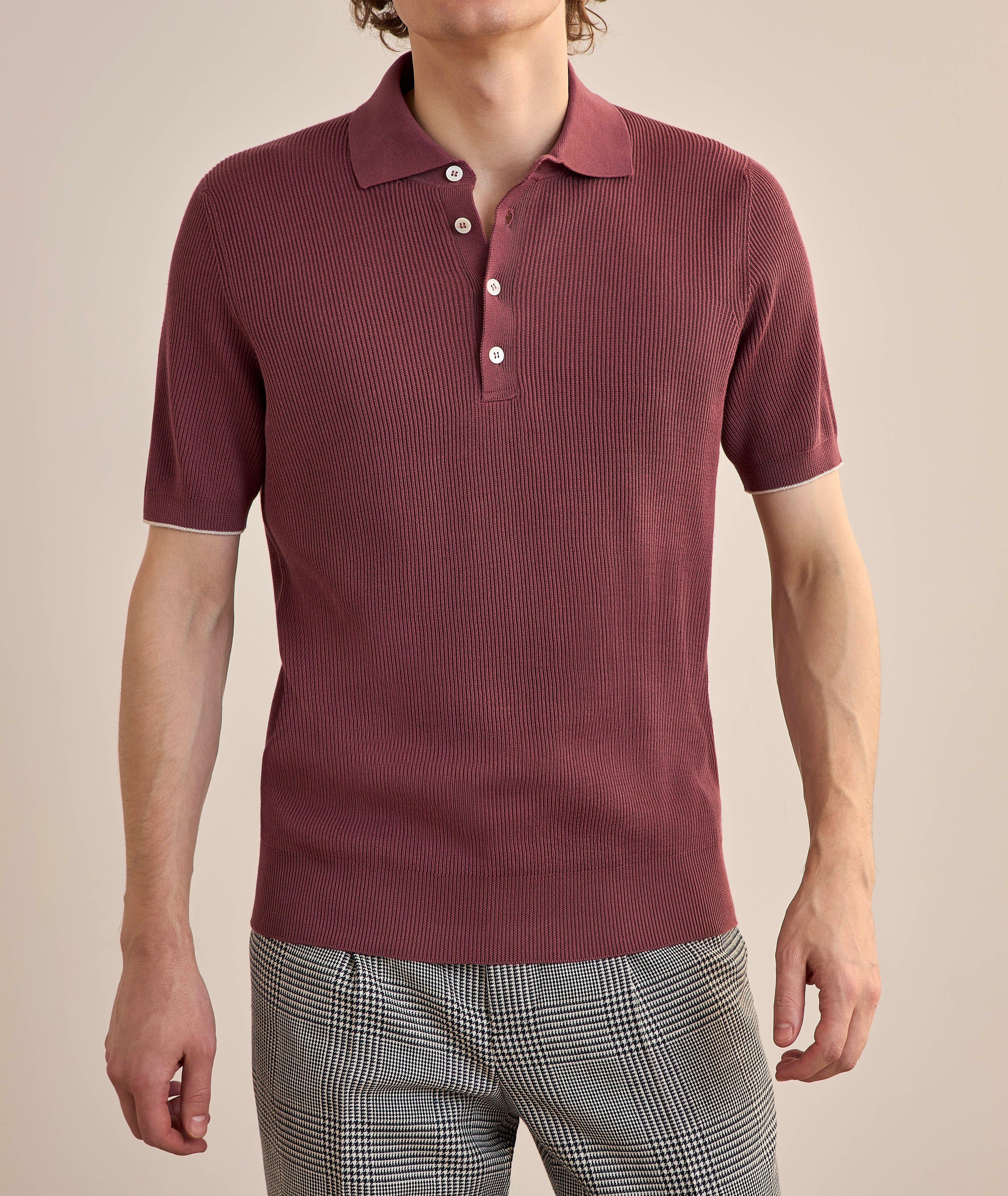 Ribbed Cotton Polo Sweater image 1