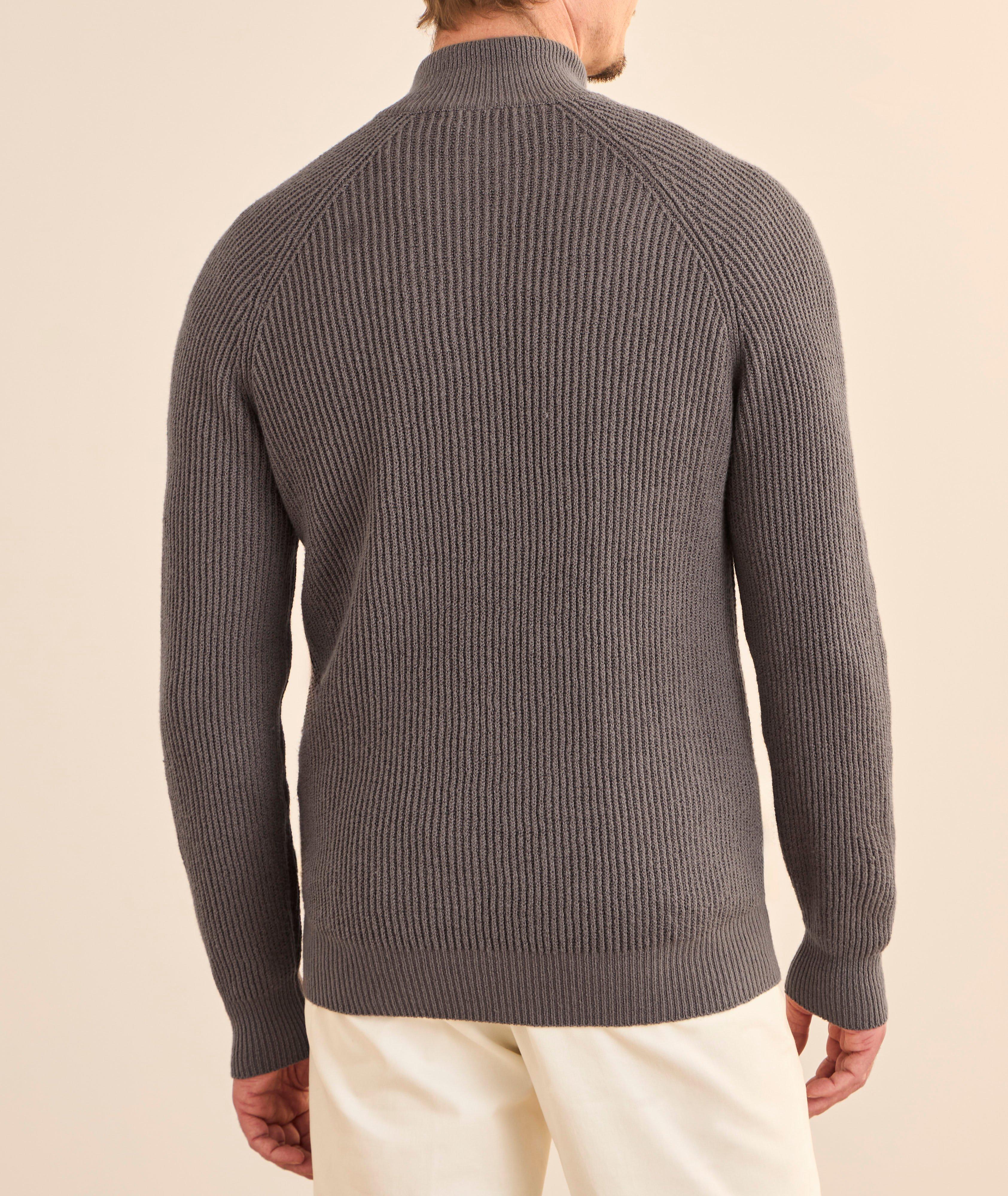 Ribbed Cotton Zippered Cardigan  image 2