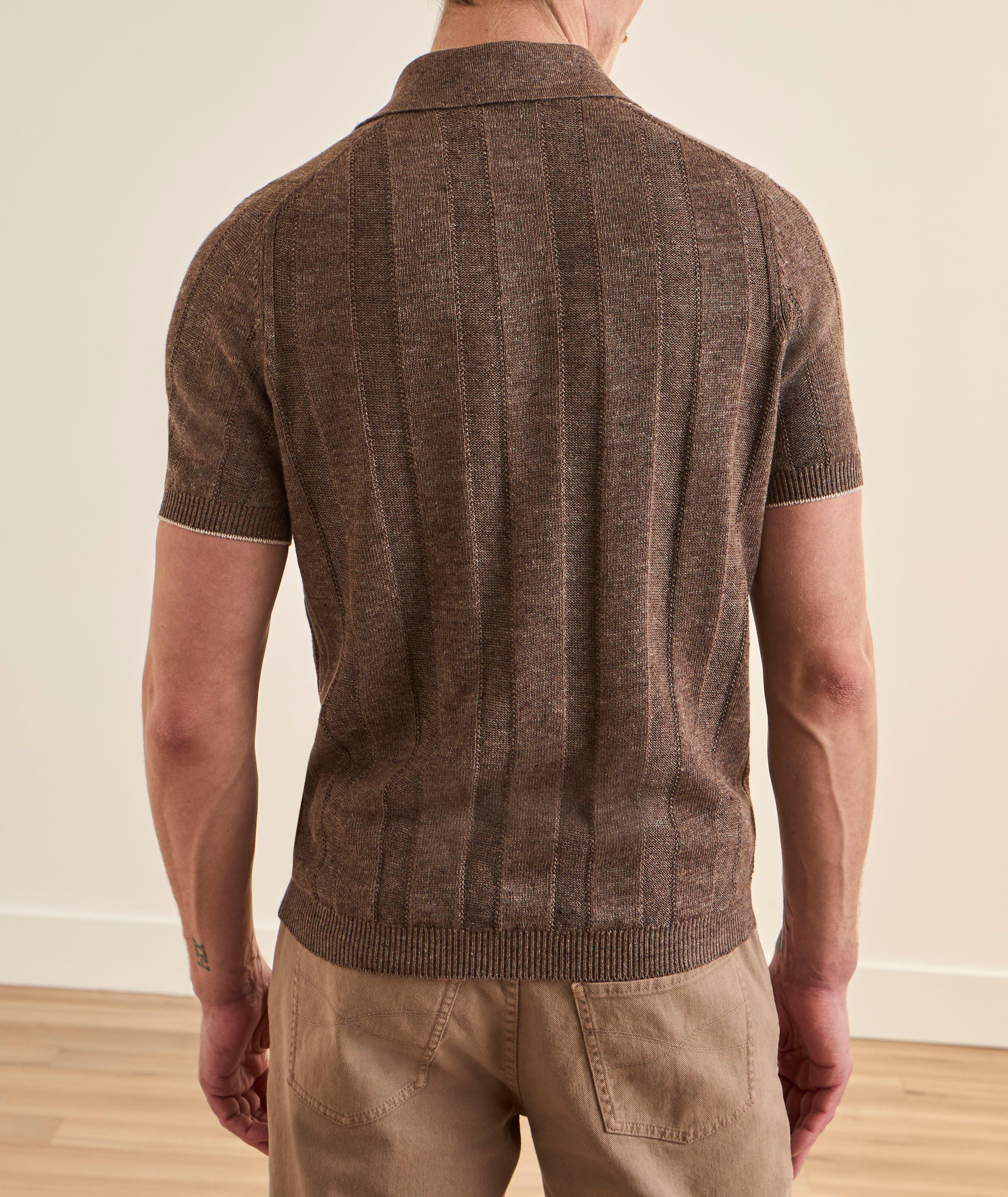 Wide-Rib Linen-Cotton Polo Sweater image 2