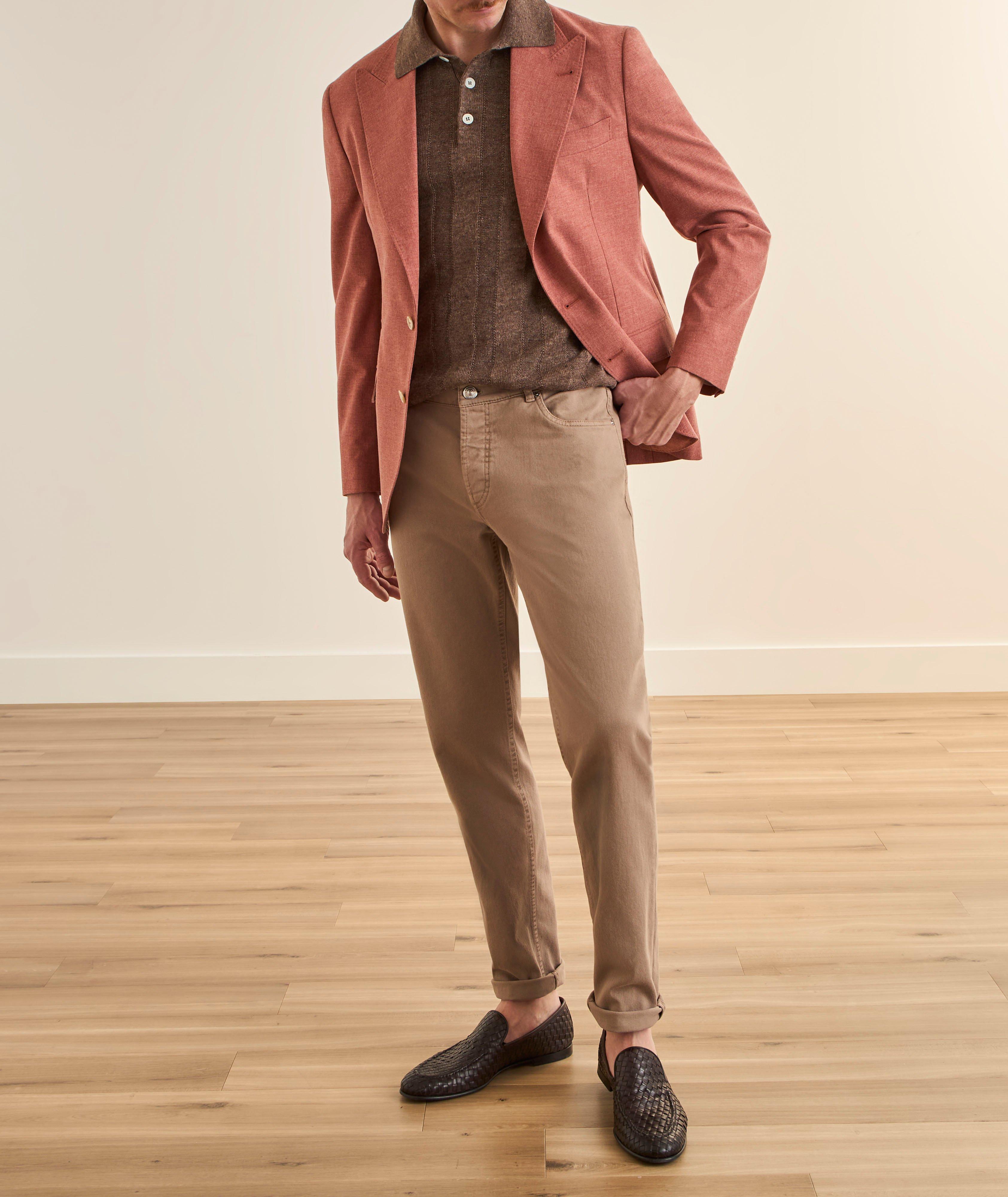 Wide-Rib Linen-Cotton Polo Sweater image 4