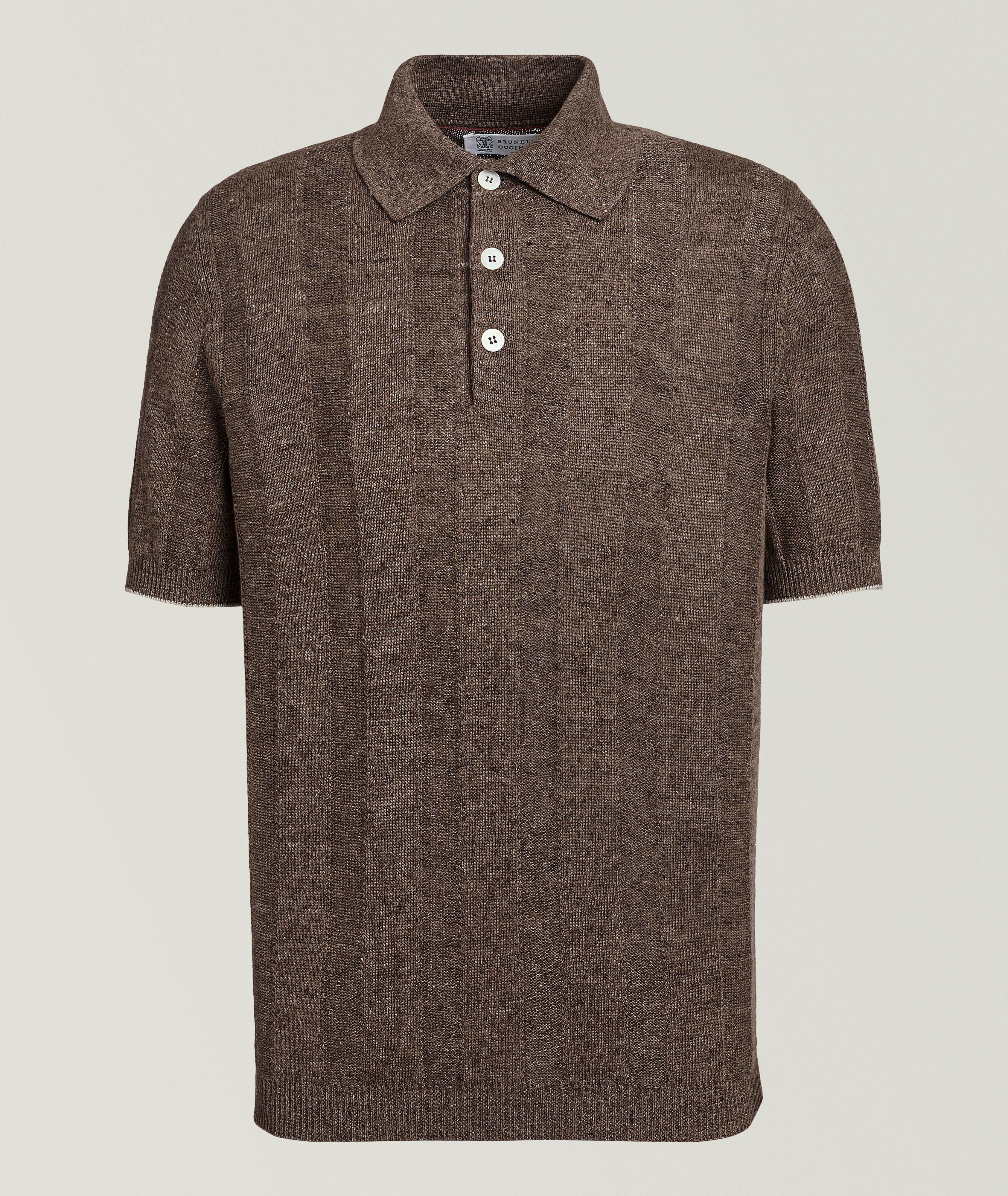 Wide-Rib Linen-Cotton Polo Sweater image 0