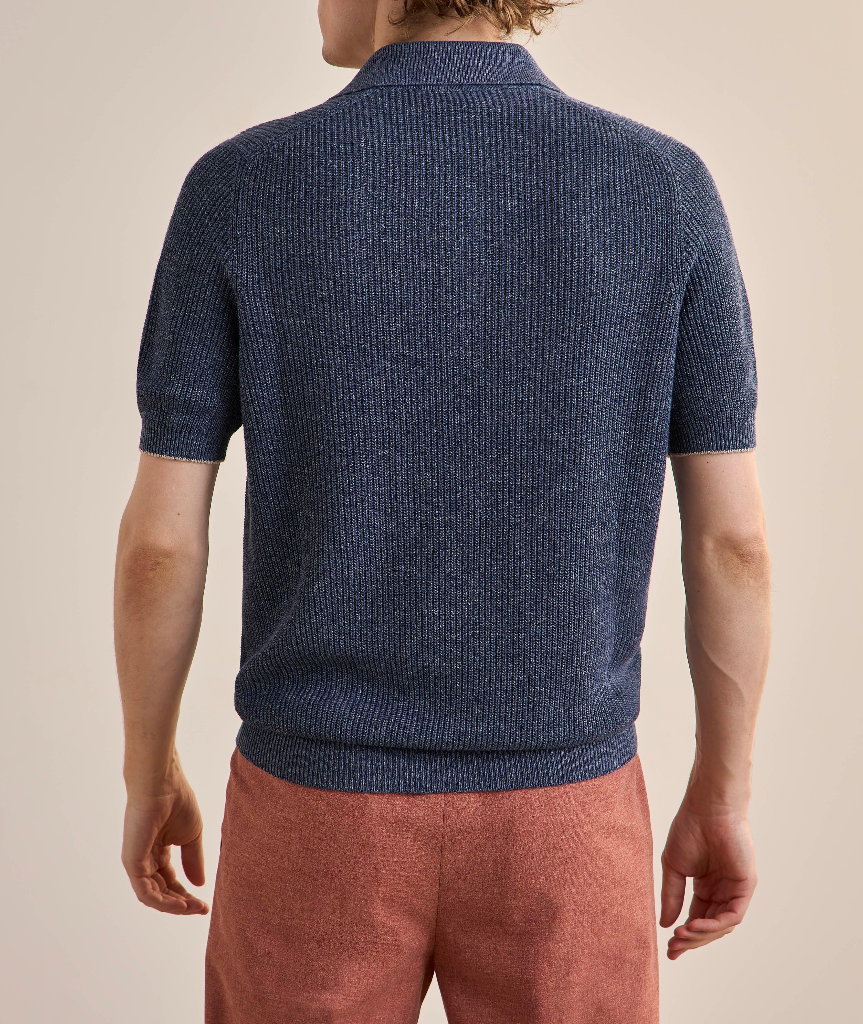Ribbed Linen-Cotton Polo Sweater image 4