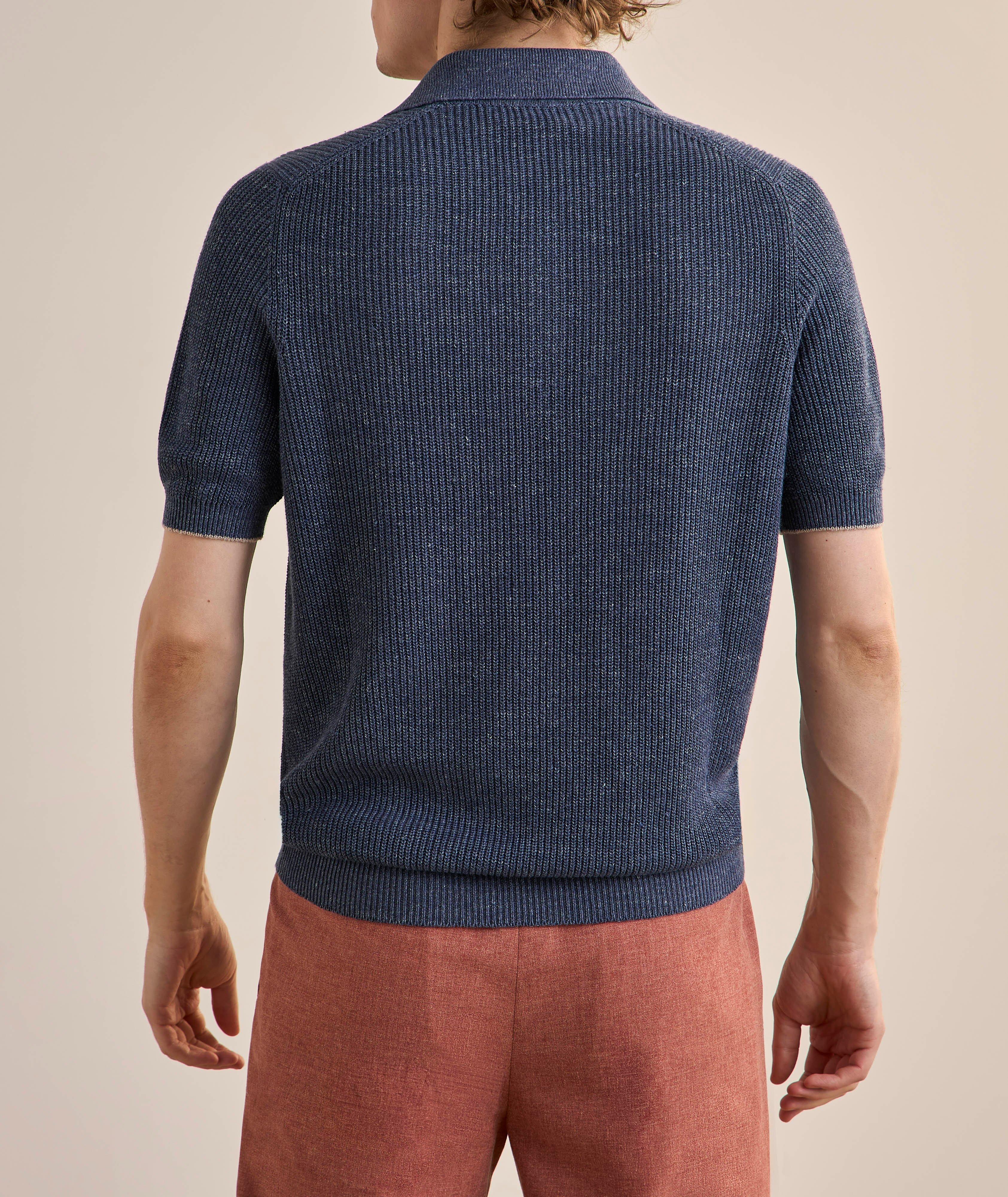 Ribbed Linen-Cotton Polo Sweater image 2