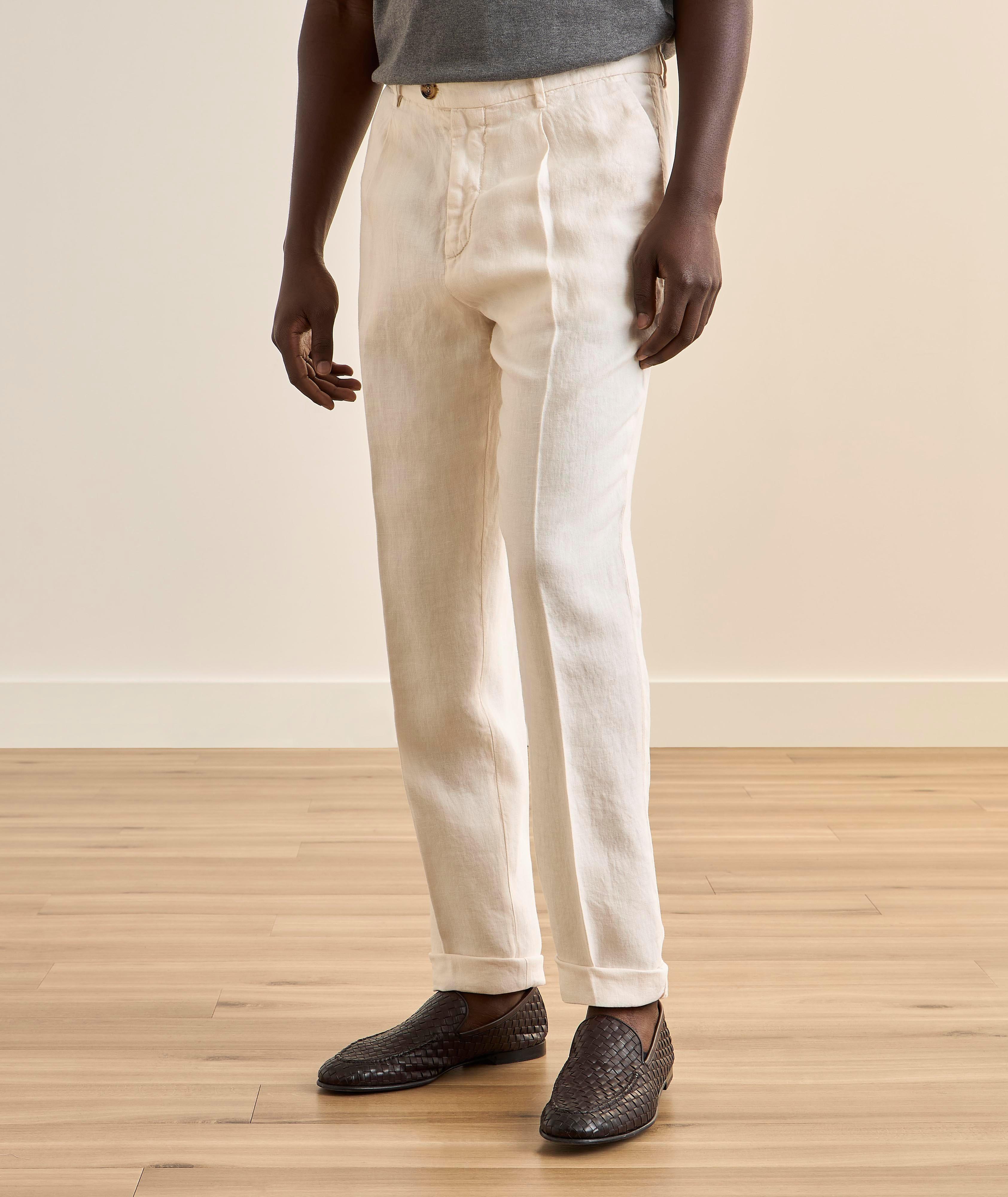 Leisure-Fit Linen Pleated Dress Pants image 1