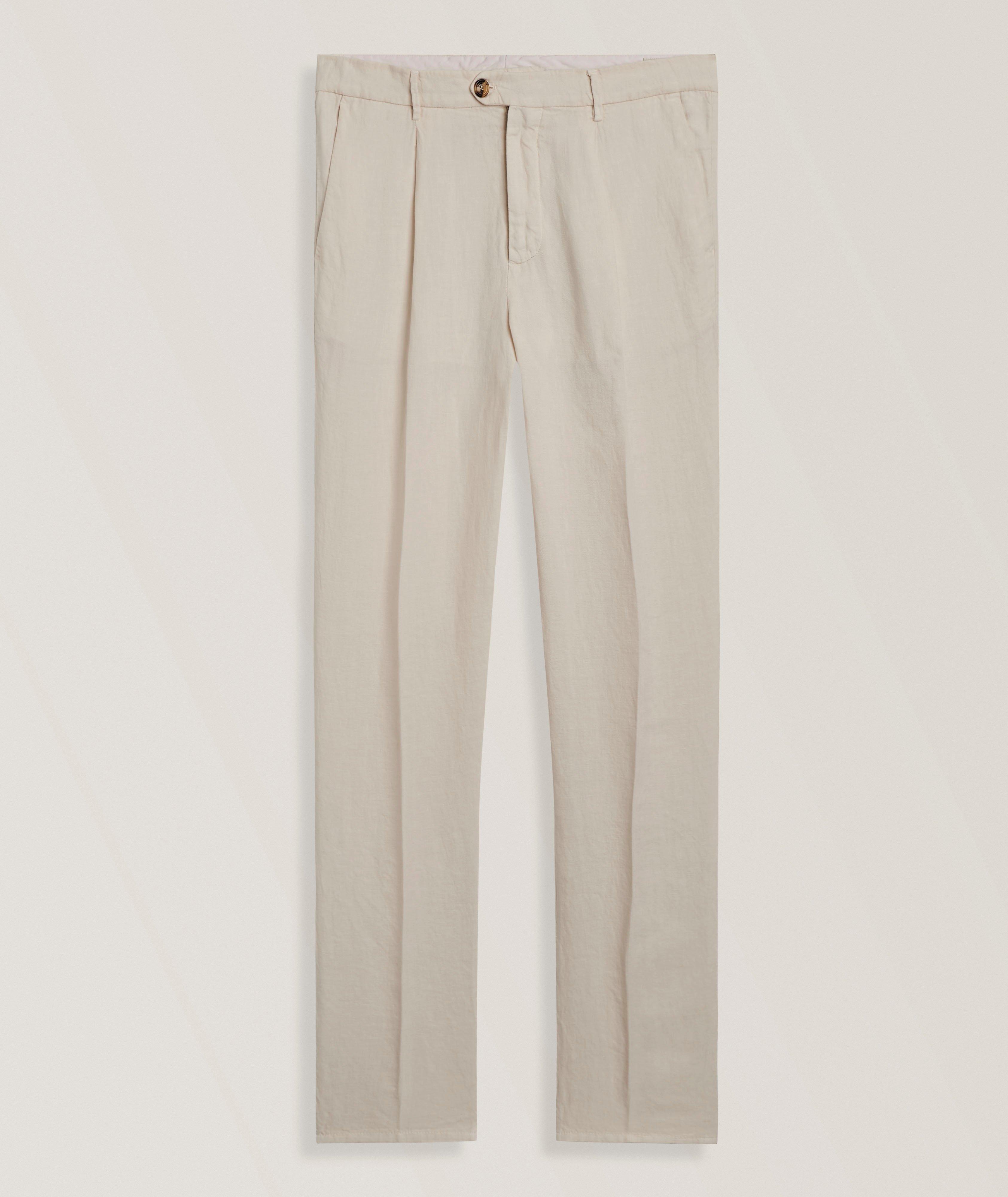 Brunello Cucinelli Pantalon habillé lin à plis coupe décontractée