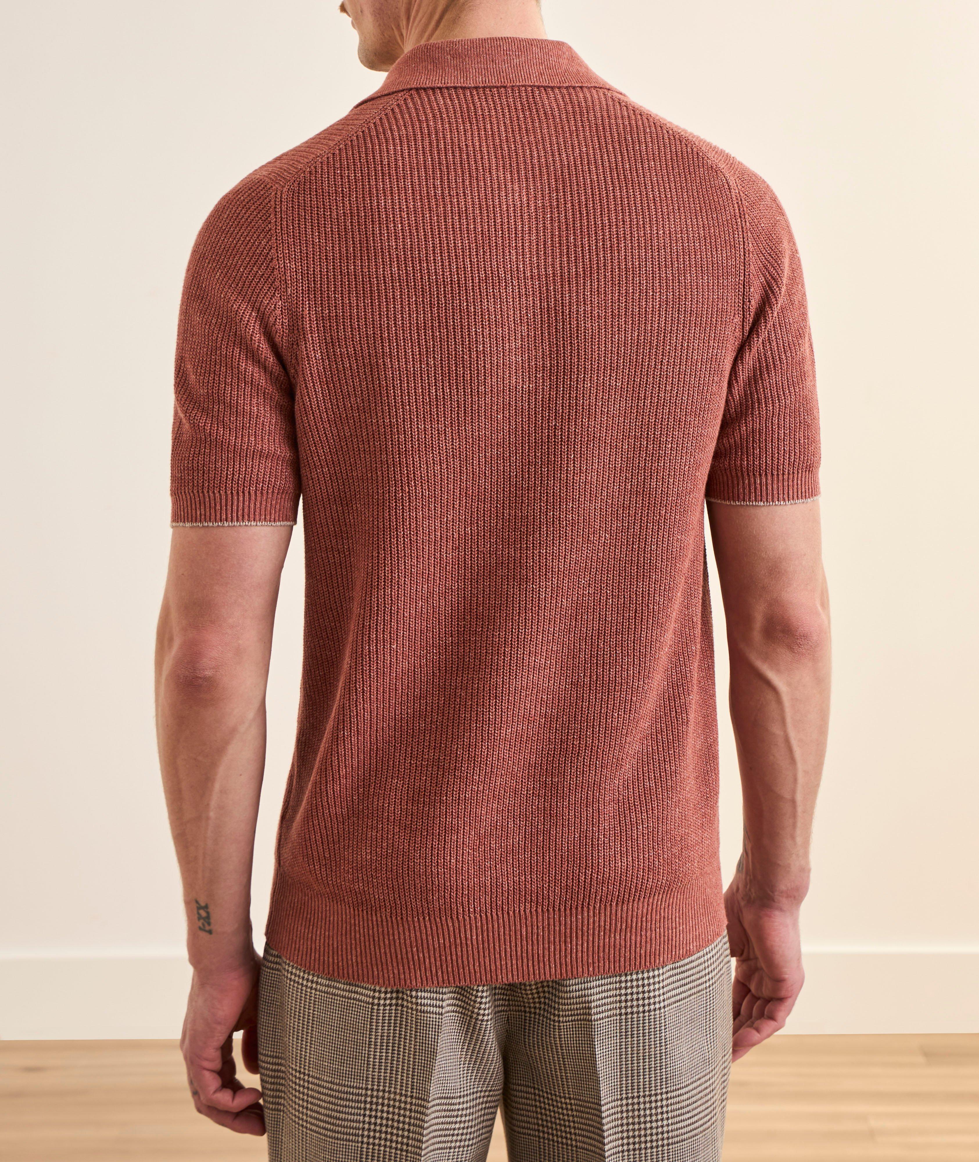 Ribbed Linen-Cotton Polo Sweater image 2