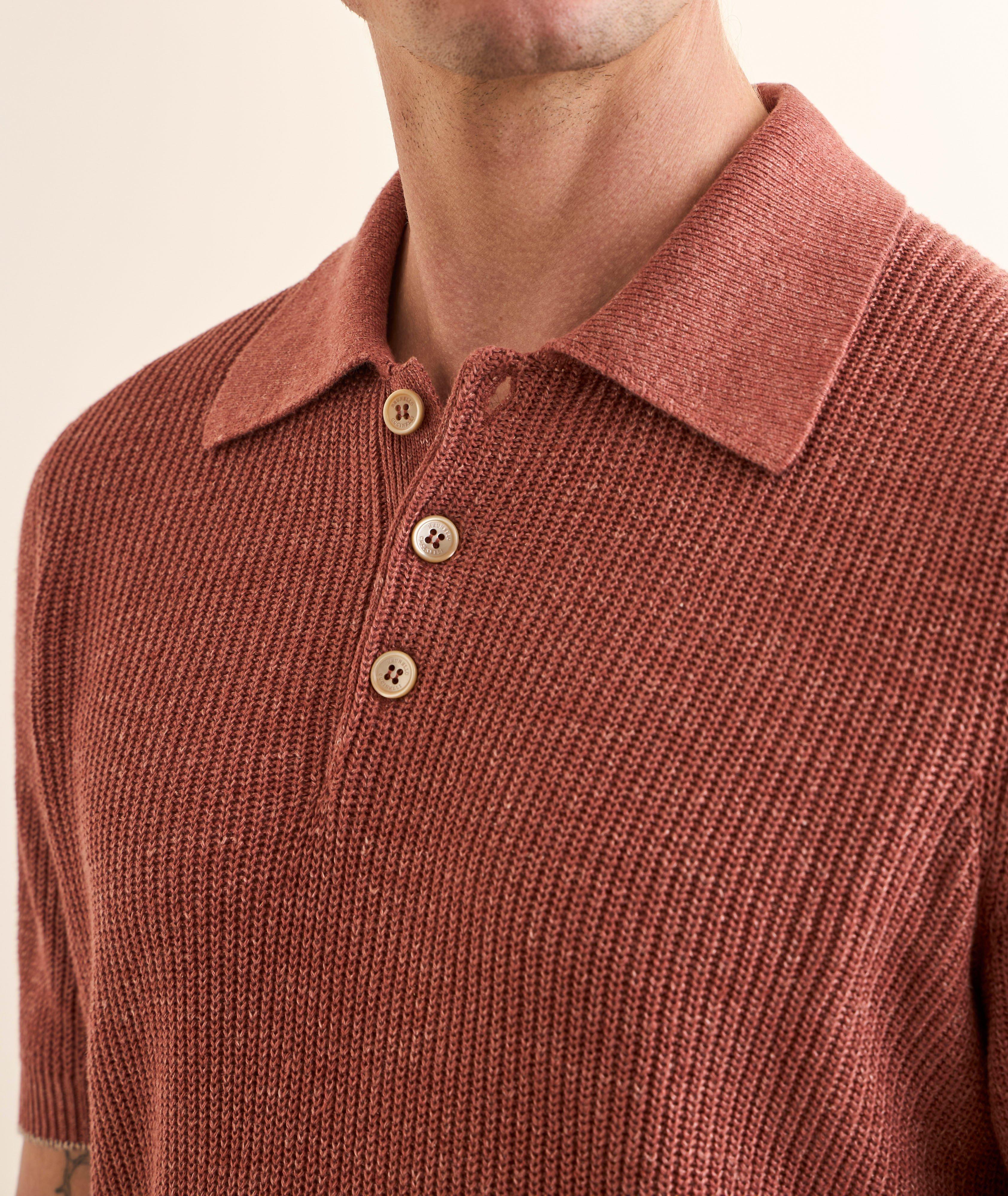 Ribbed Linen-Cotton Polo Sweater image 3