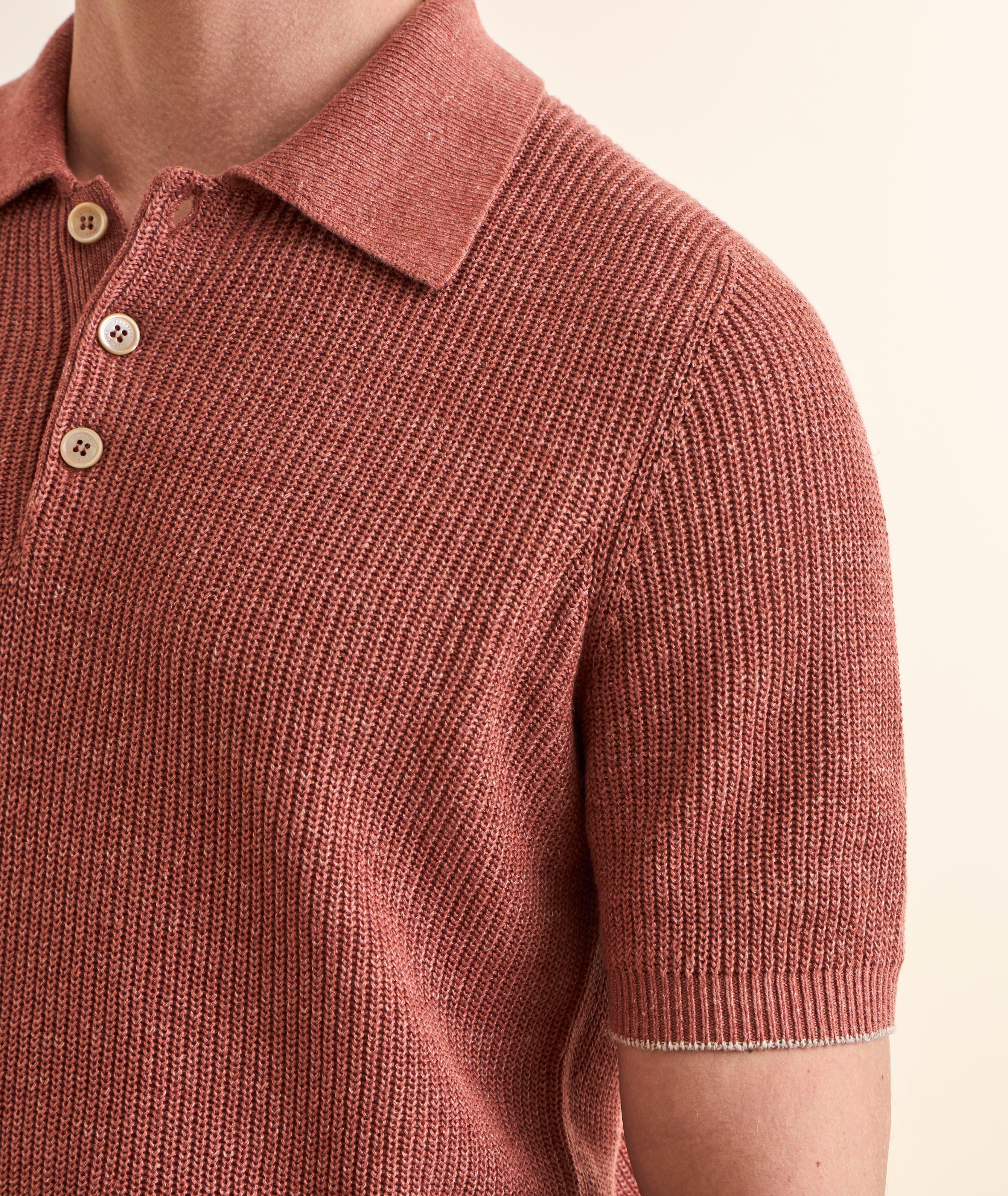 Ribbed Linen-Cotton Polo Sweater image 4