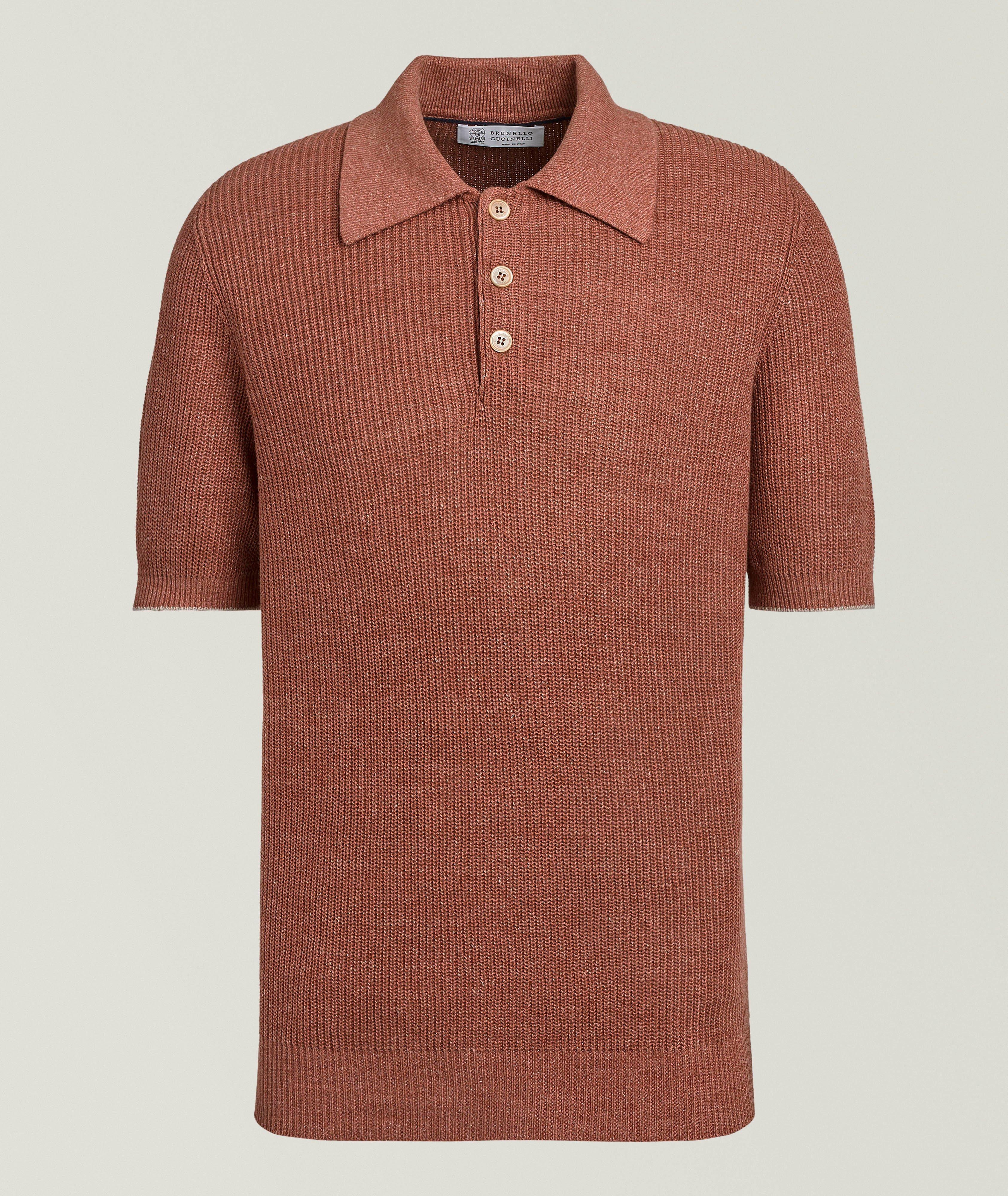 Ribbed Linen-Cotton Polo Sweater image 0