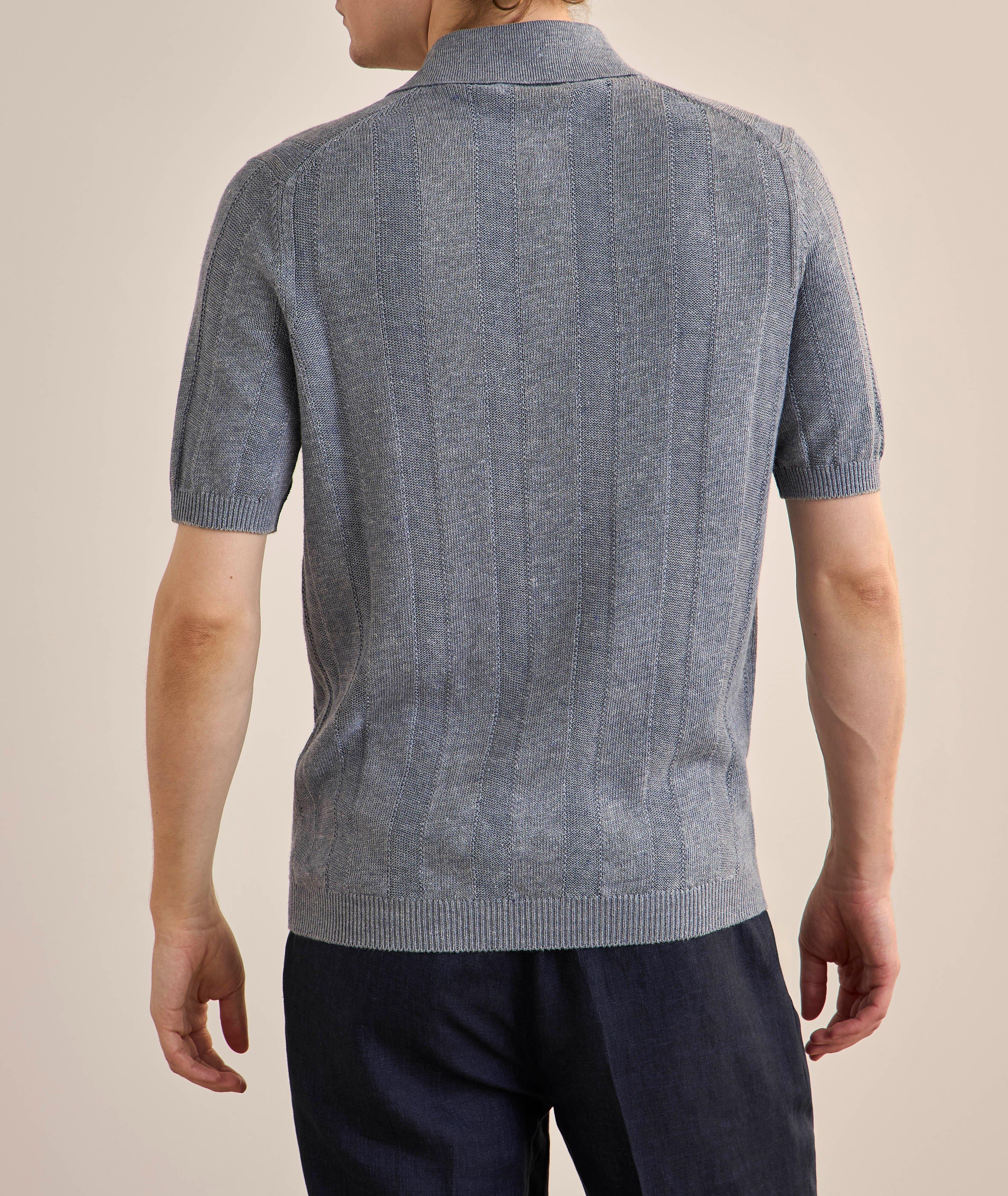 Wide-Rib Linen-Cotton Polo Sweater image 2