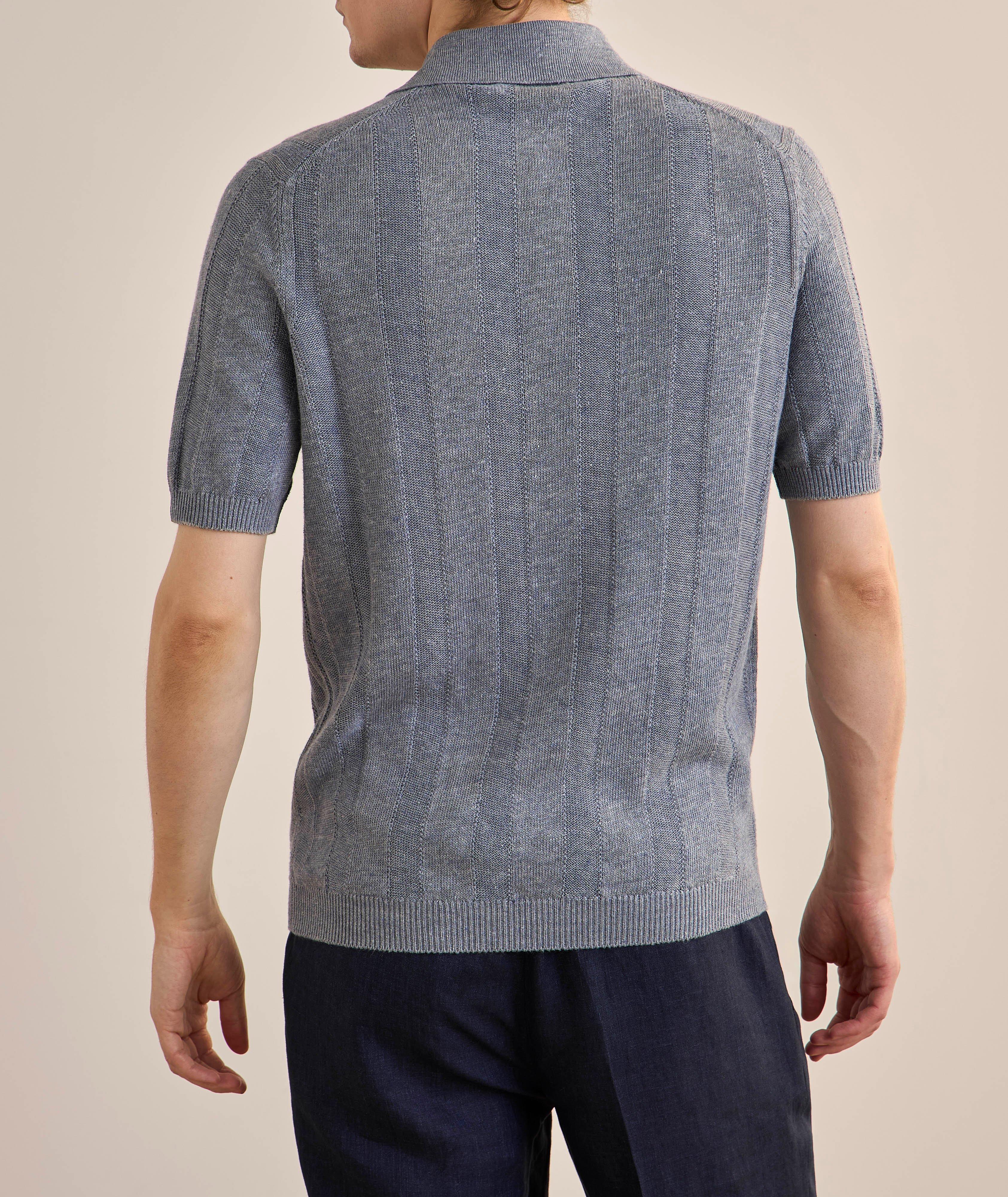Wide-Rib Linen-Cotton Polo Sweater image 3