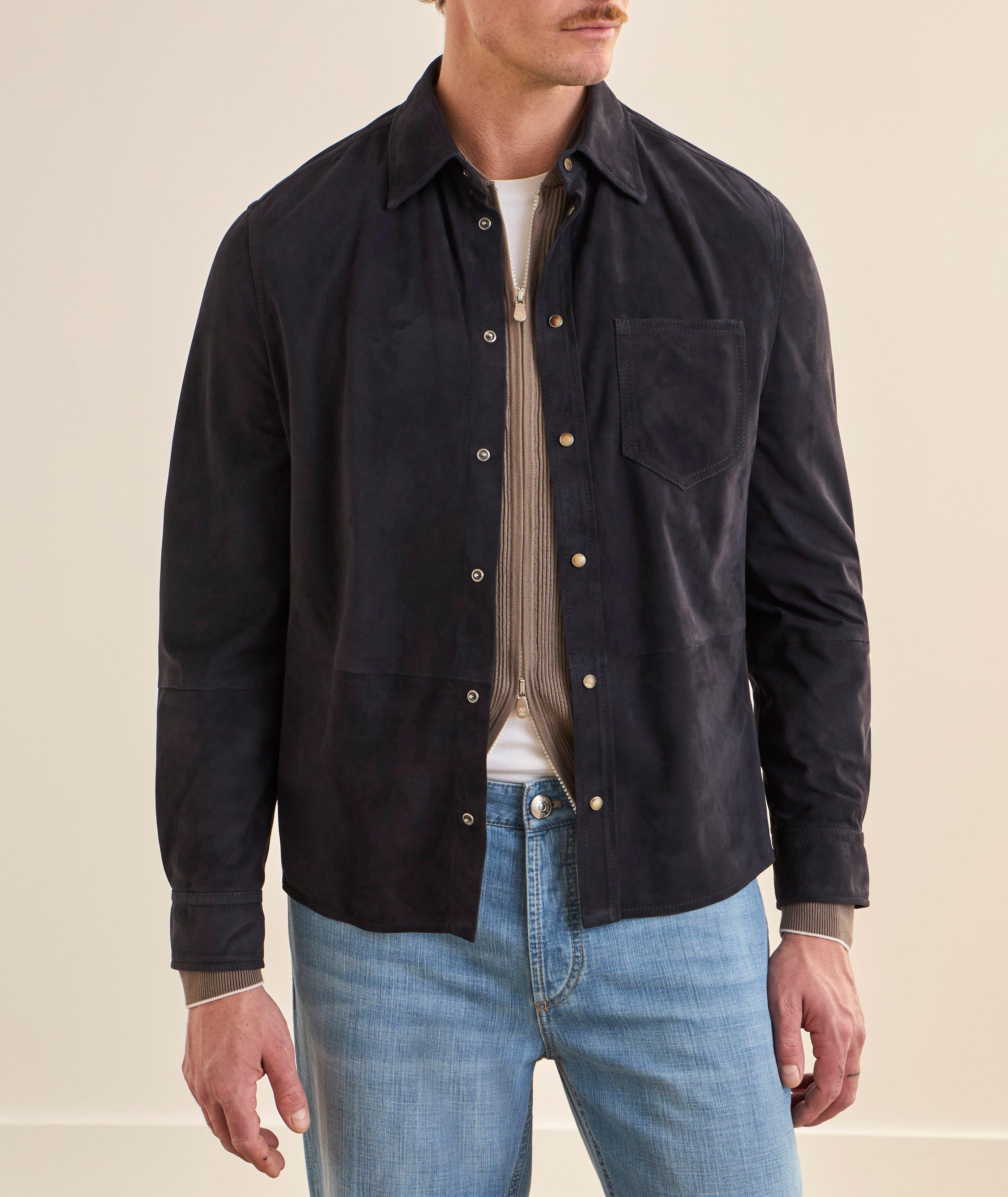 Surchemise à boutons-pression cuir suédé image 1
