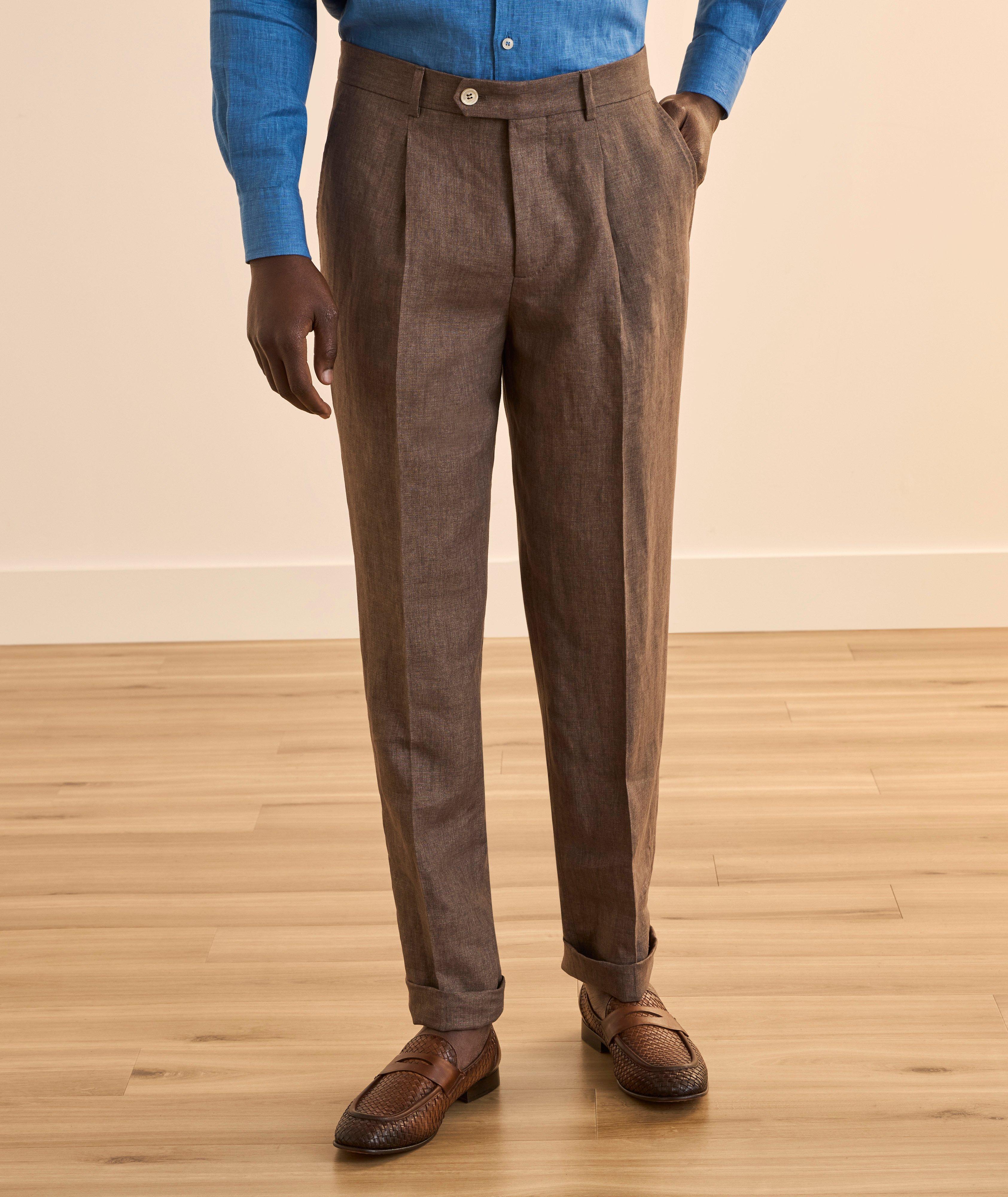 Leisure-Fit Linen Pleated Dress Pants image 1