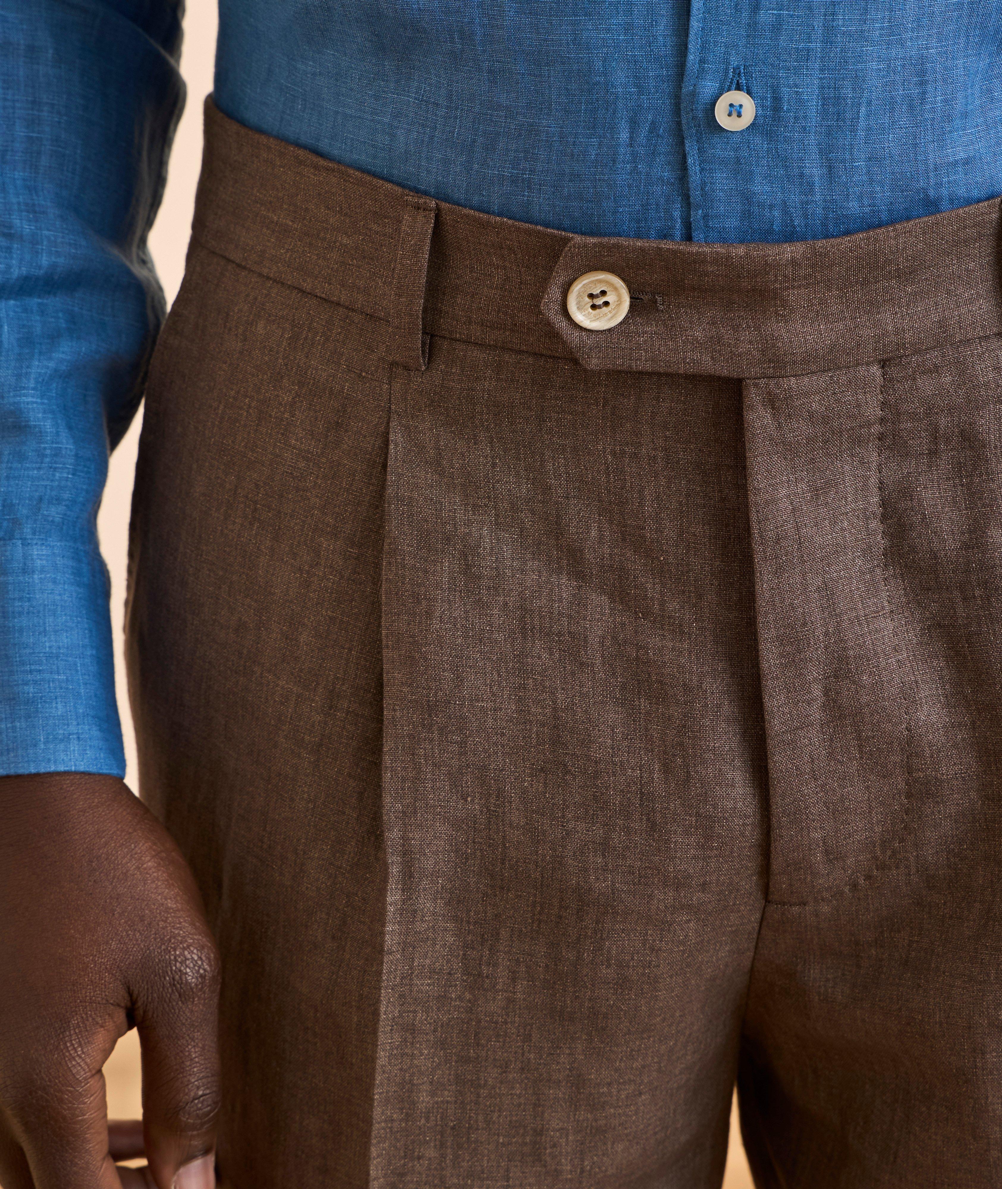 Leisure-Fit Linen Pleated Dress Pants image 3
