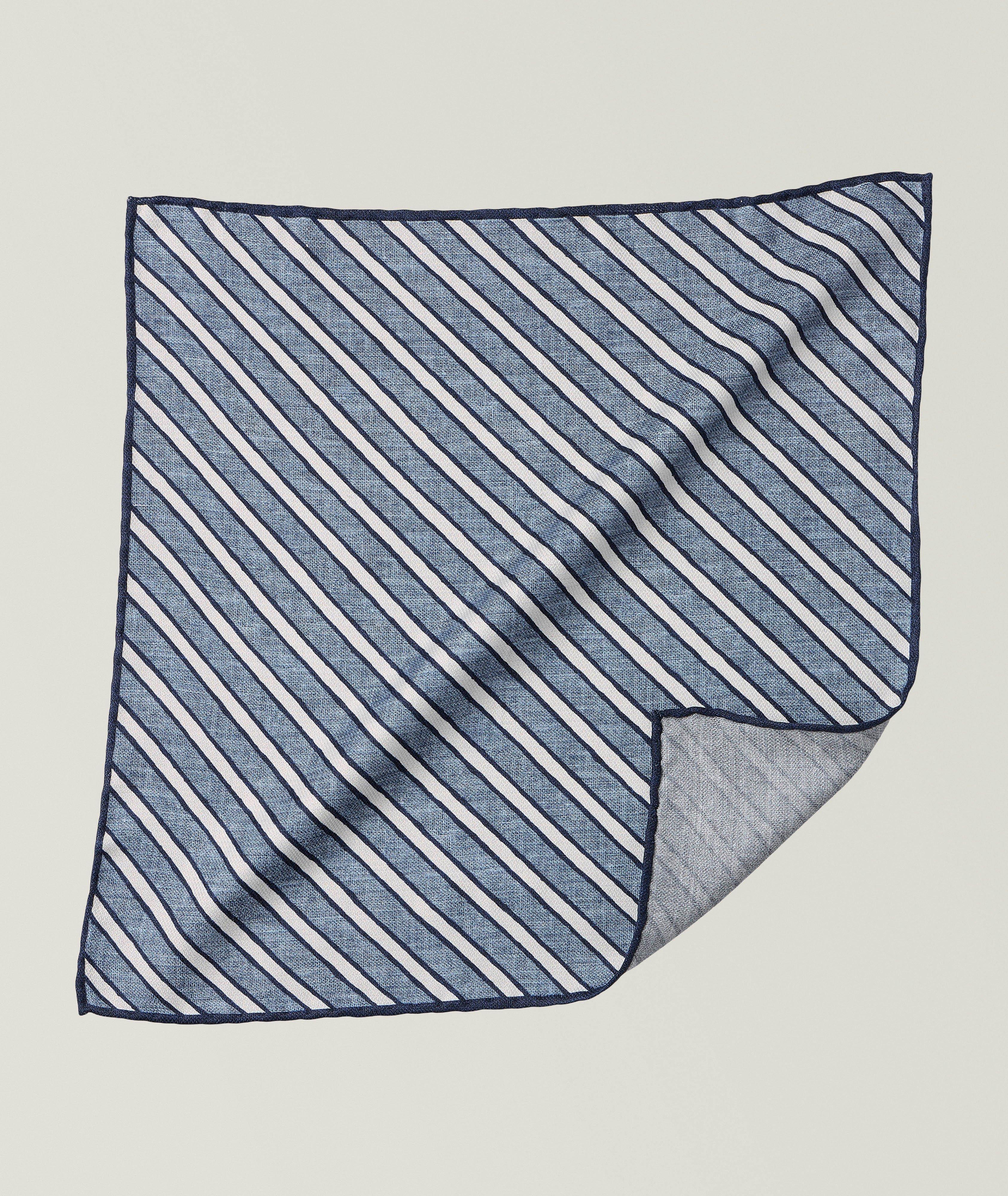 Stripe-Print Silk Pocket Square image 0