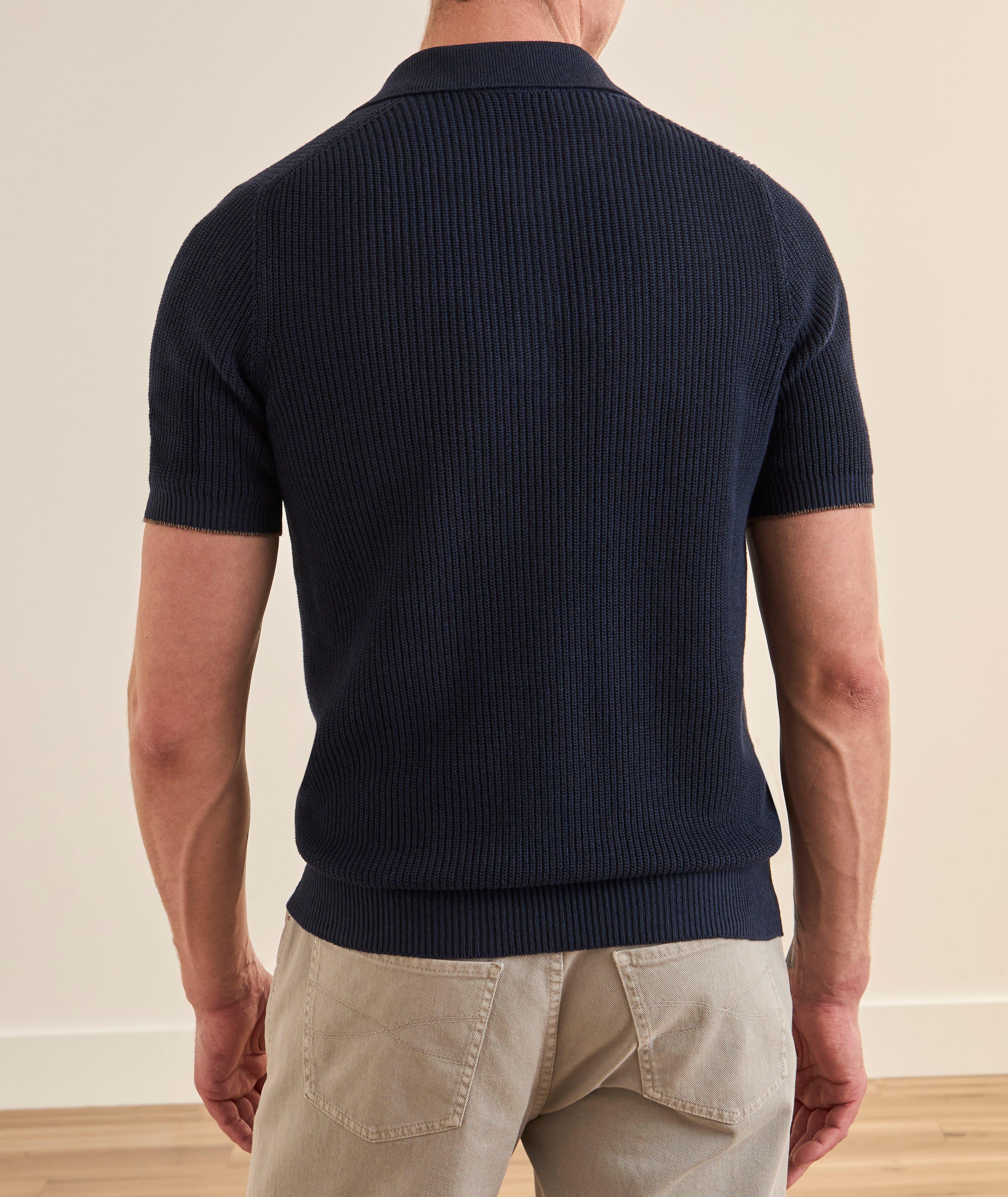 Ribbed Linen-Cotton Polo Sweater image 2