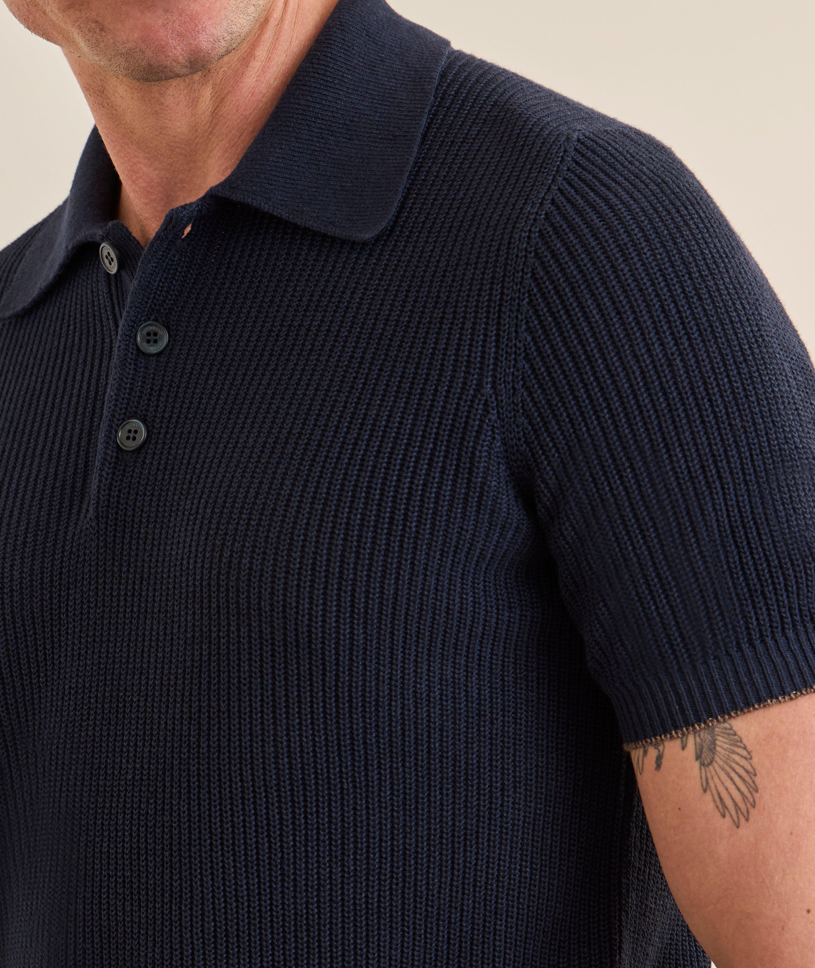 Ribbed Linen-Cotton Polo Sweater image 3