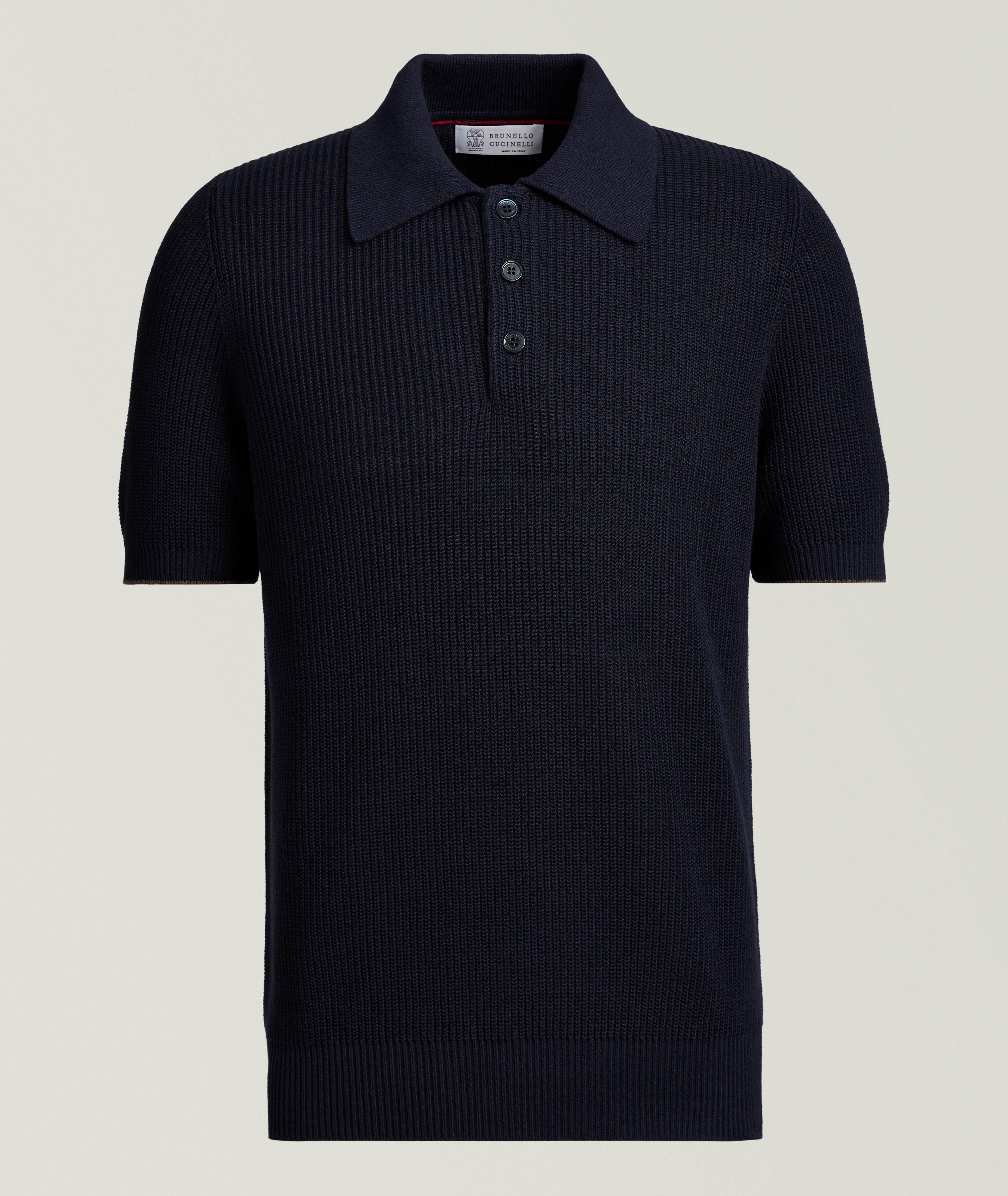 Ribbed Linen-Cotton Polo Sweater image 0