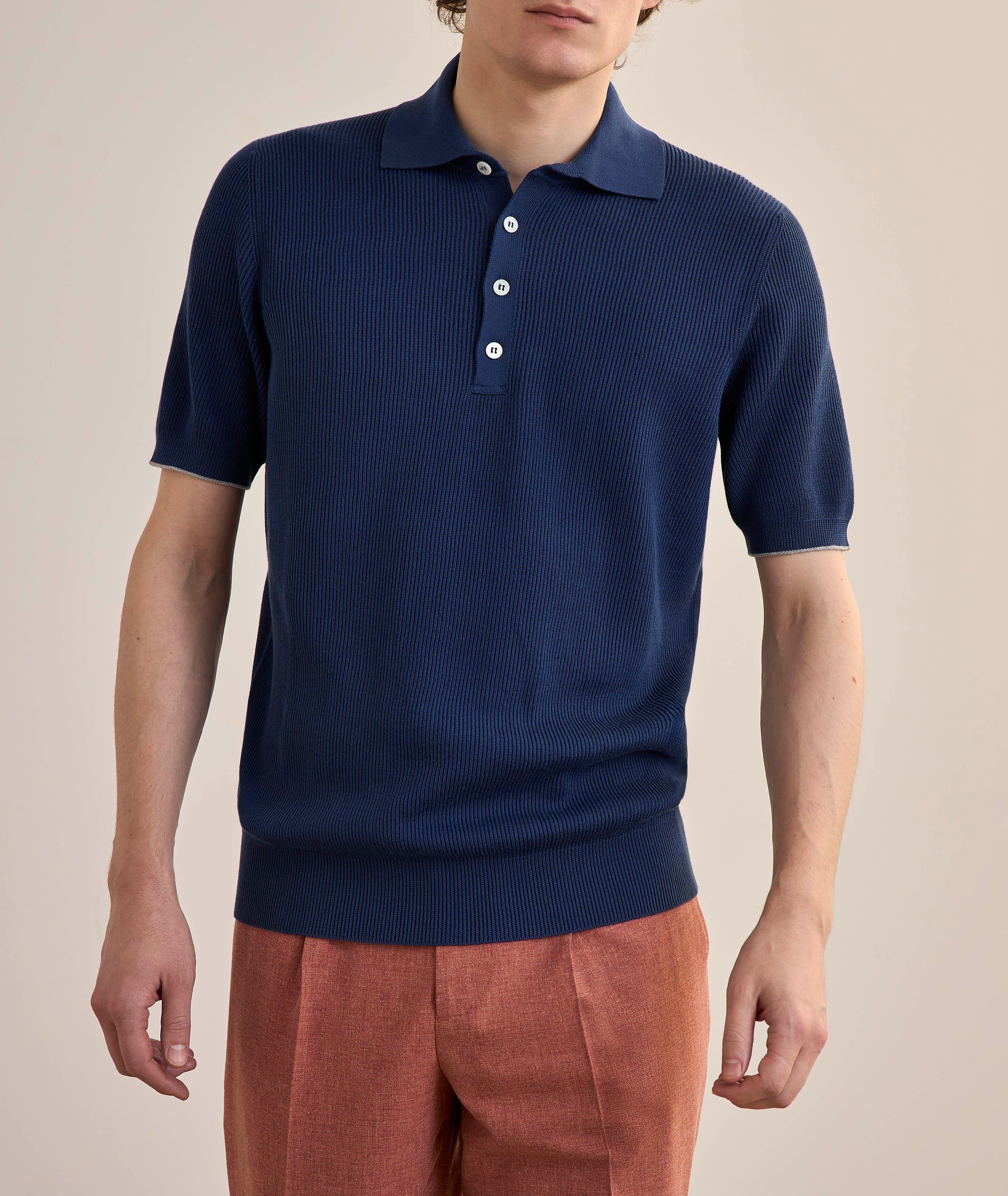 Ribbed Cotton Polo Sweater image 1