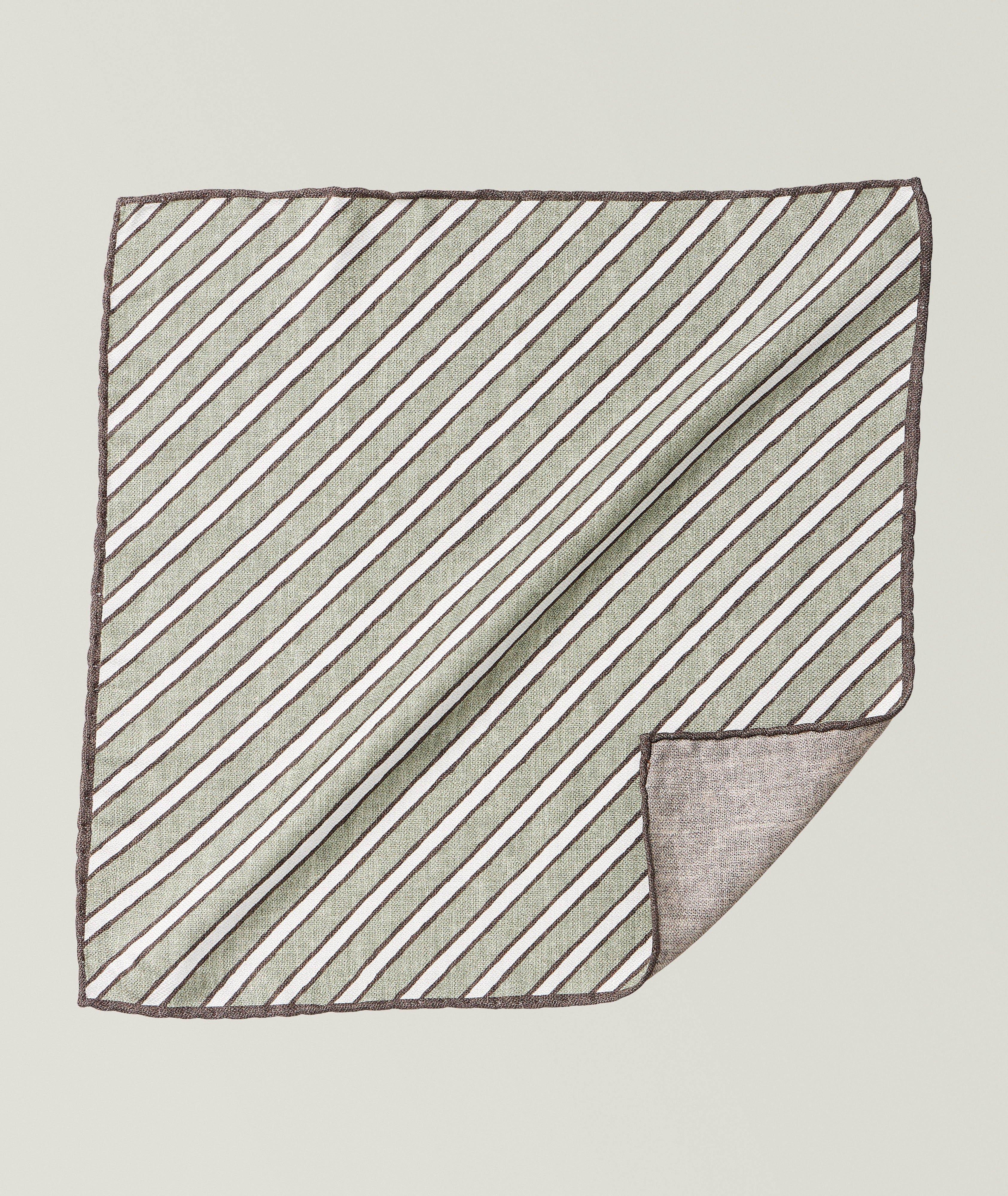 Stripe-Print Silk Pocket Square image 0