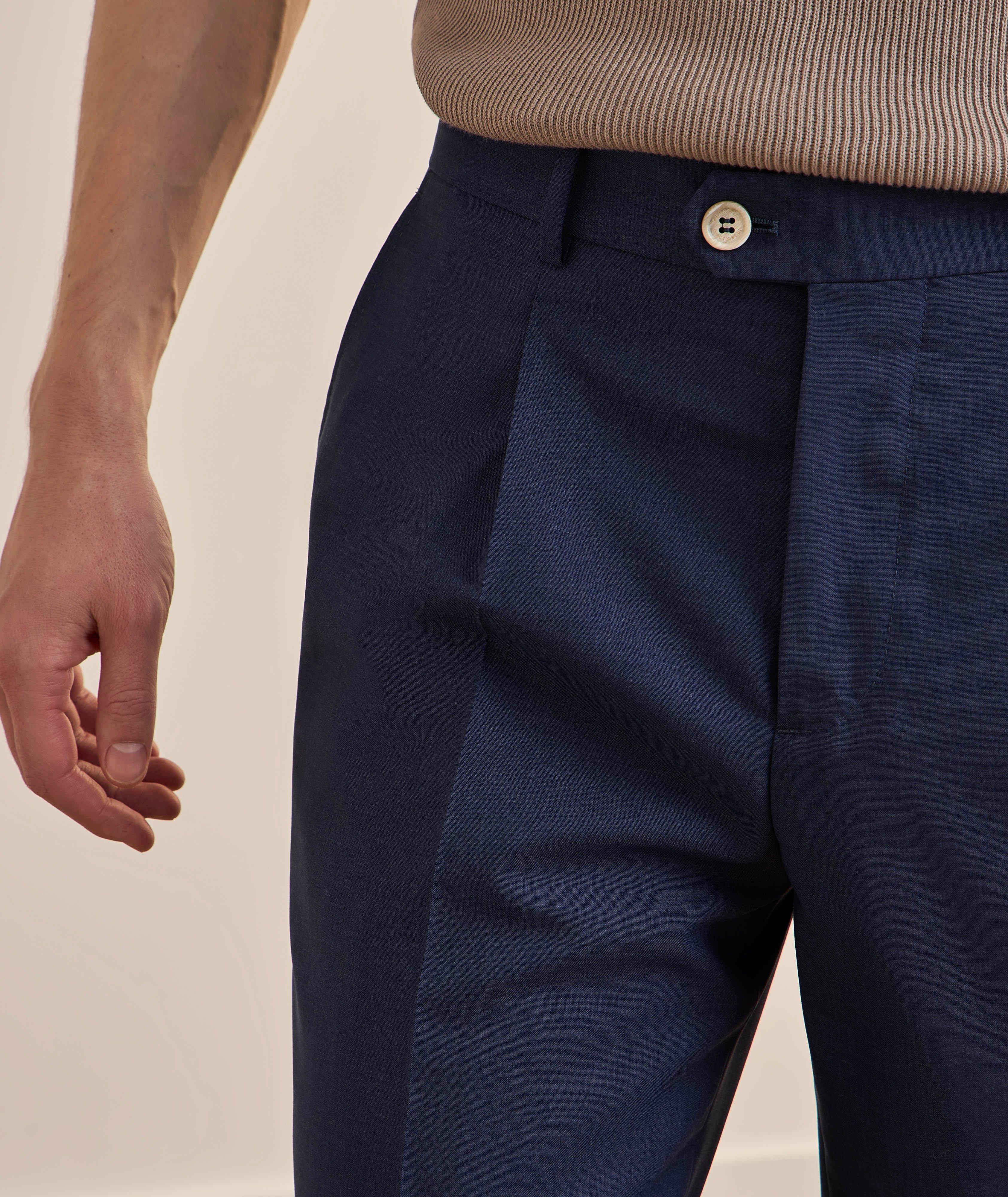 Virgin Wool Pleated Dress Pants image 1