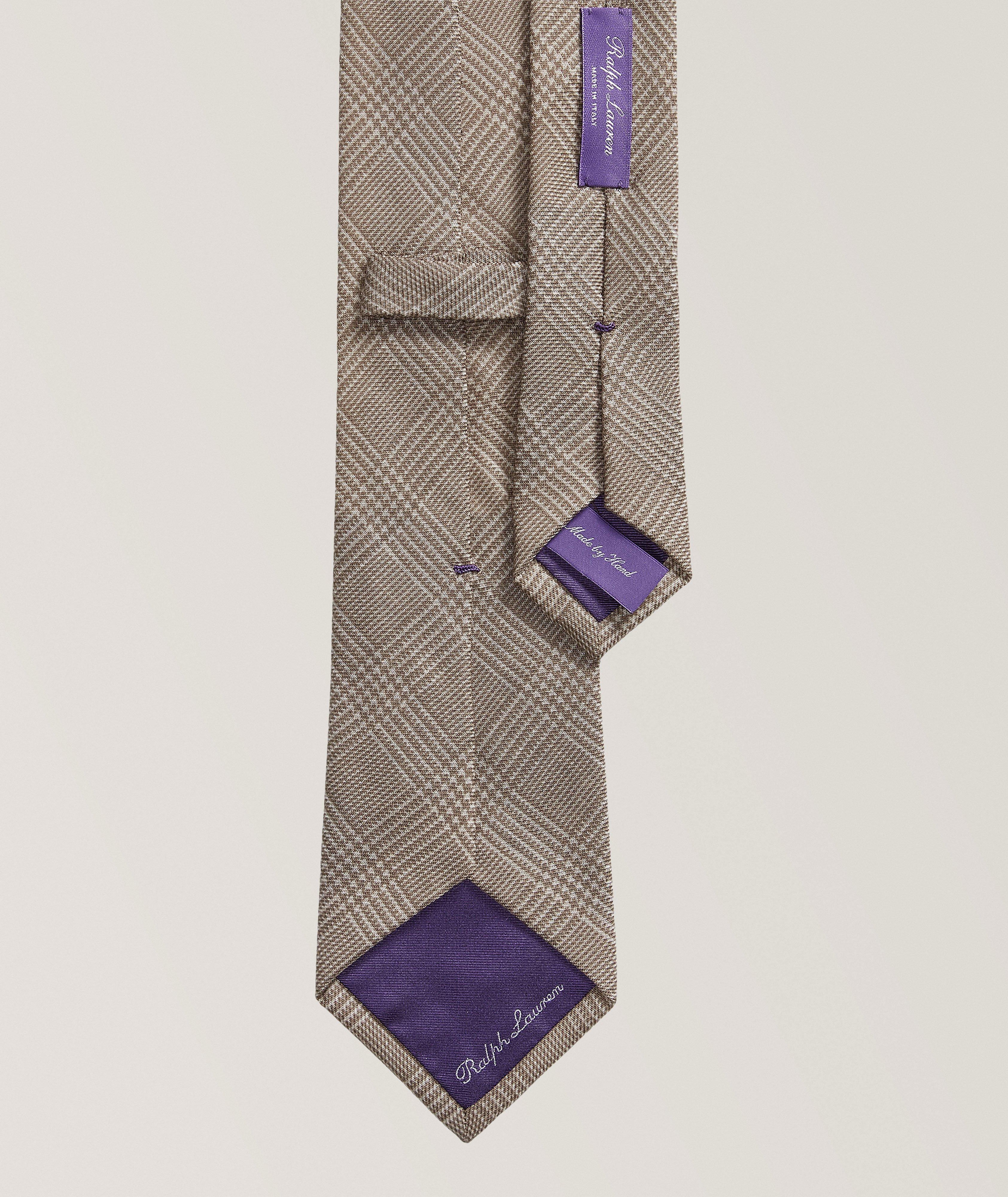 Cravate en soie à carreaux ton sur ton image 1