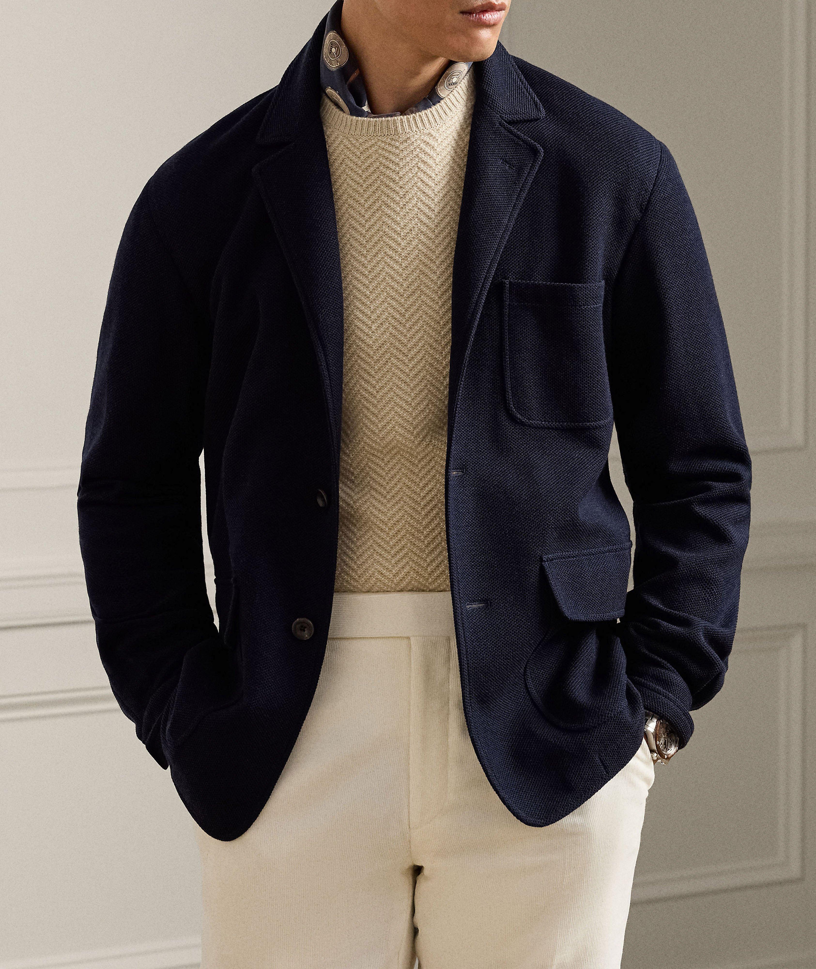 Wool-Cotton Piqué Sport Jacket image 1