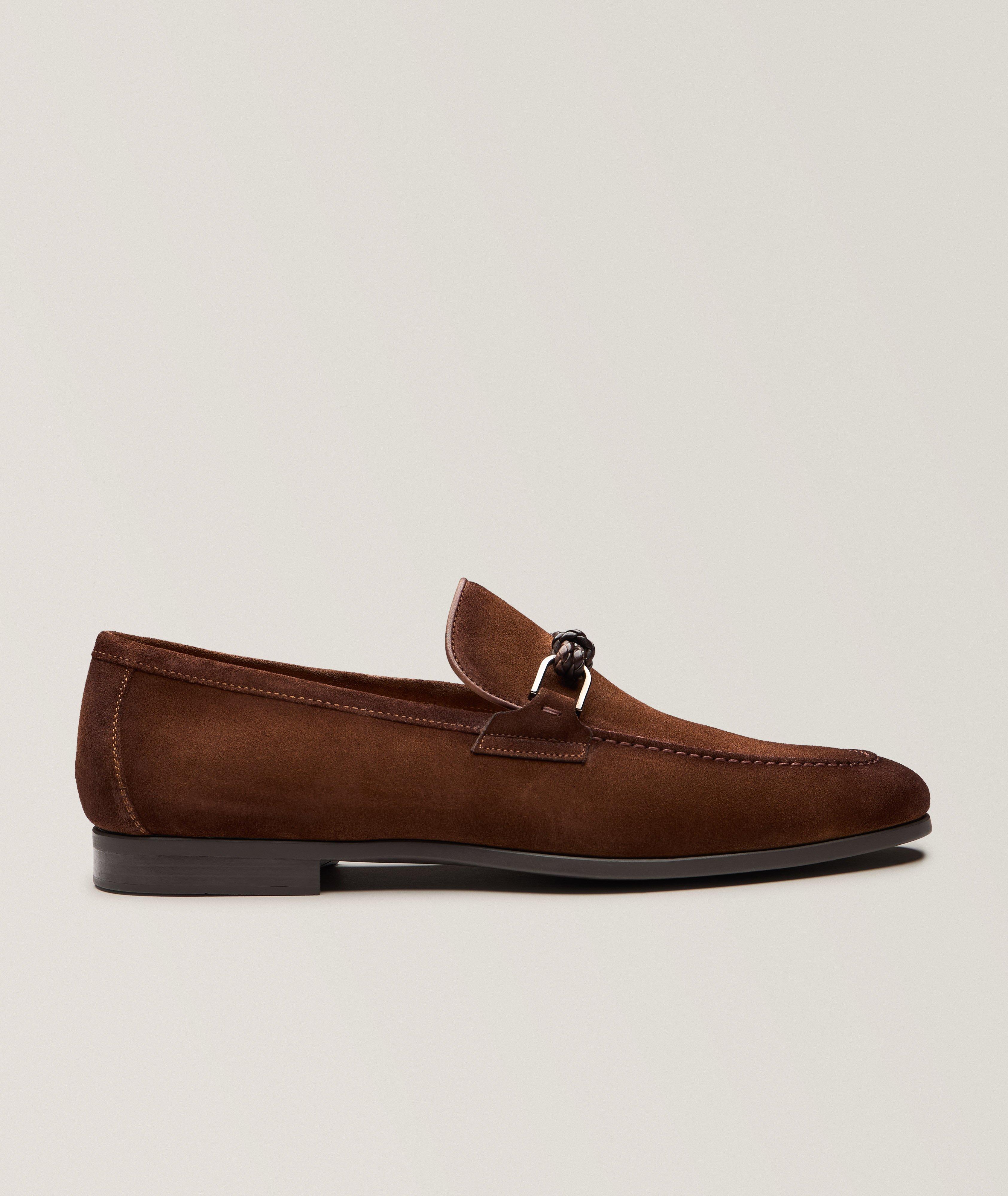 Magnanni Destin Woven Asymmetric Loop Suede Loafers 