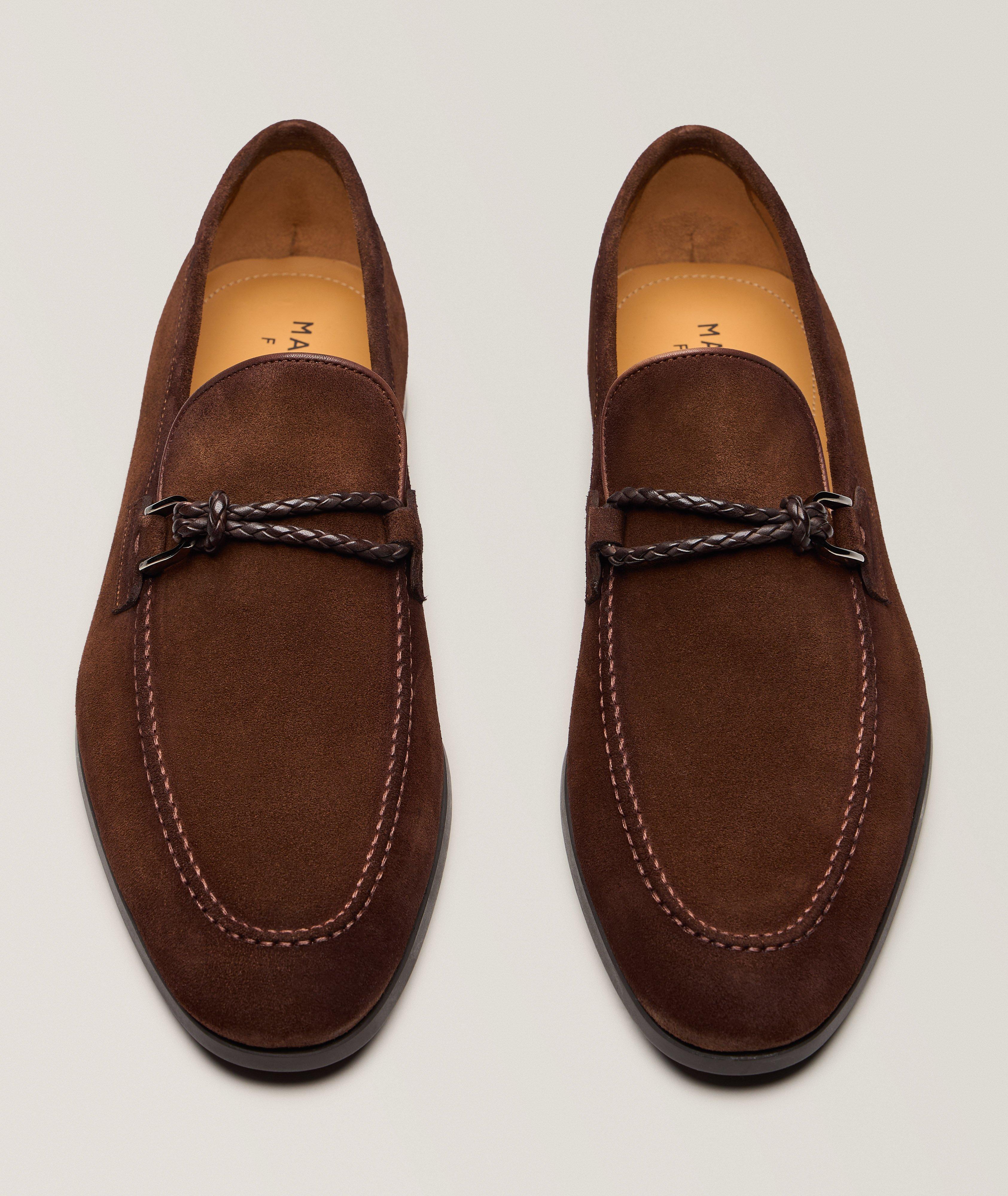 Magnanni Destin Woven Asymmetric Loop Suede Loafers | Dress Shoes ...