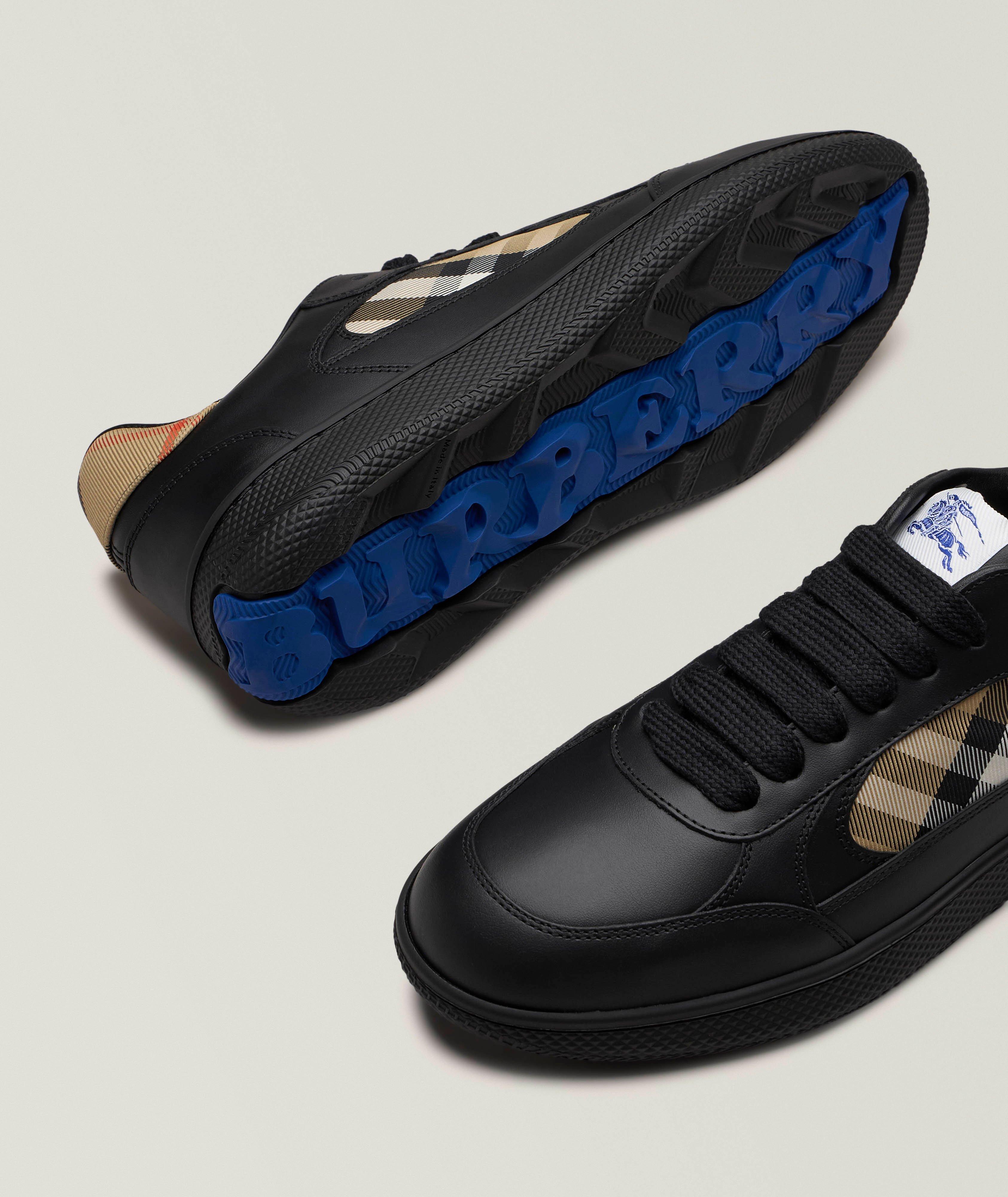 Leather & Check Terrace Court Sneakers​ image 3